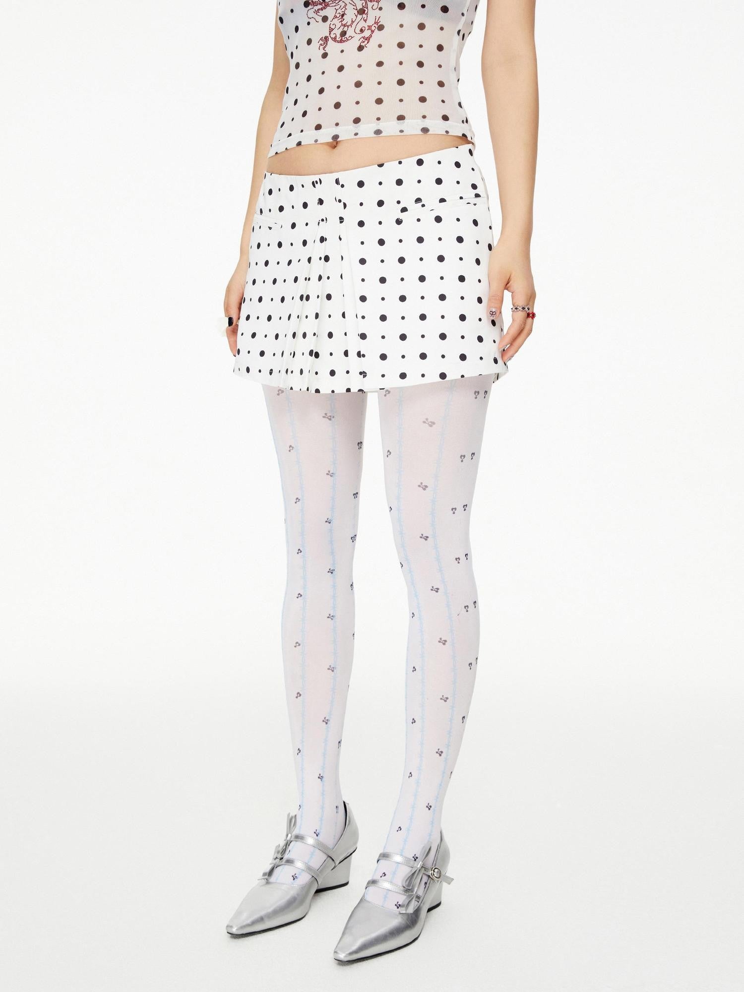YOSHUYUKI Blue Thorn Stripe Polka Dot Print Women&
