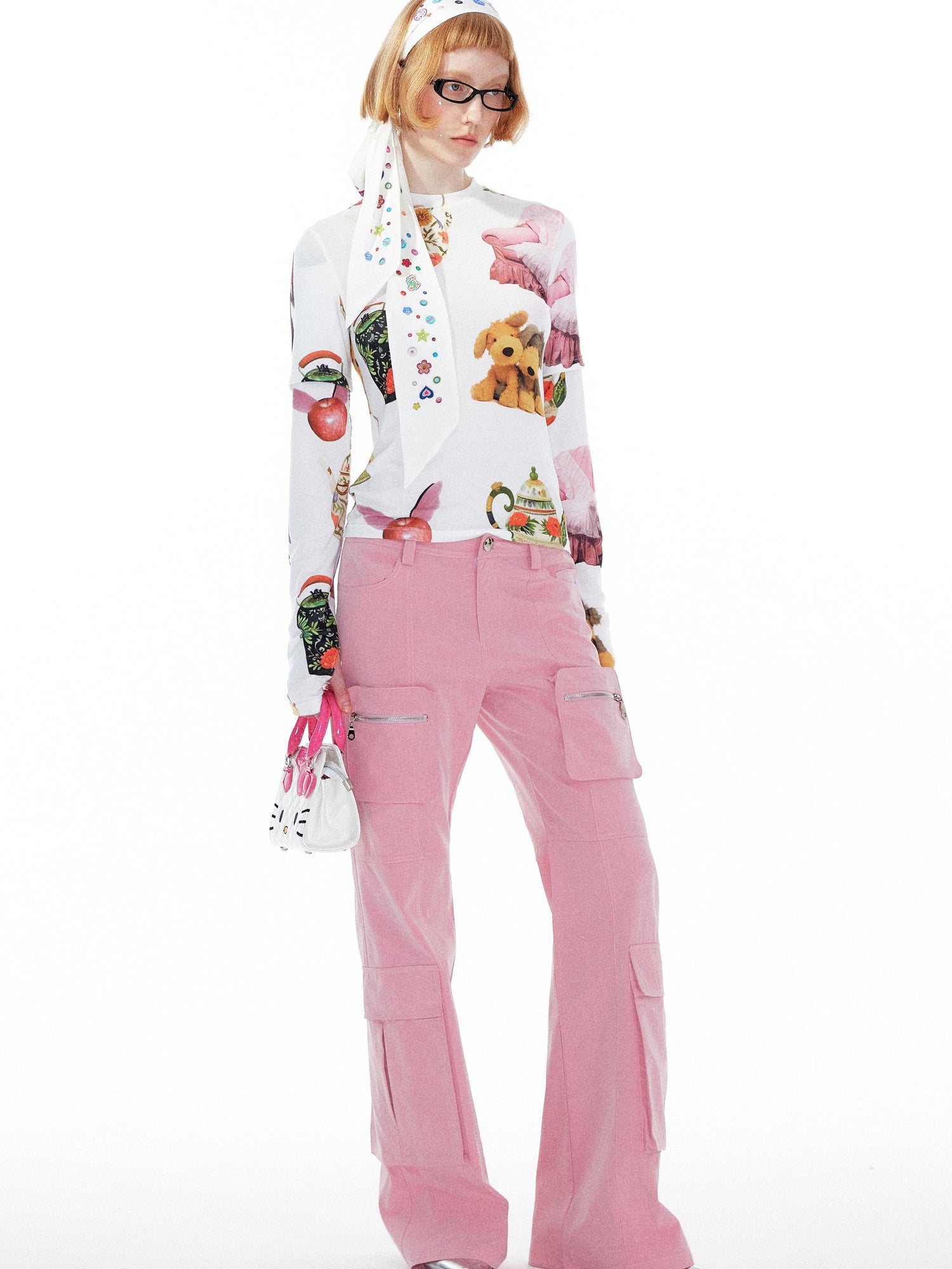 YOSHUYUKI Colorful Button Print Scarf