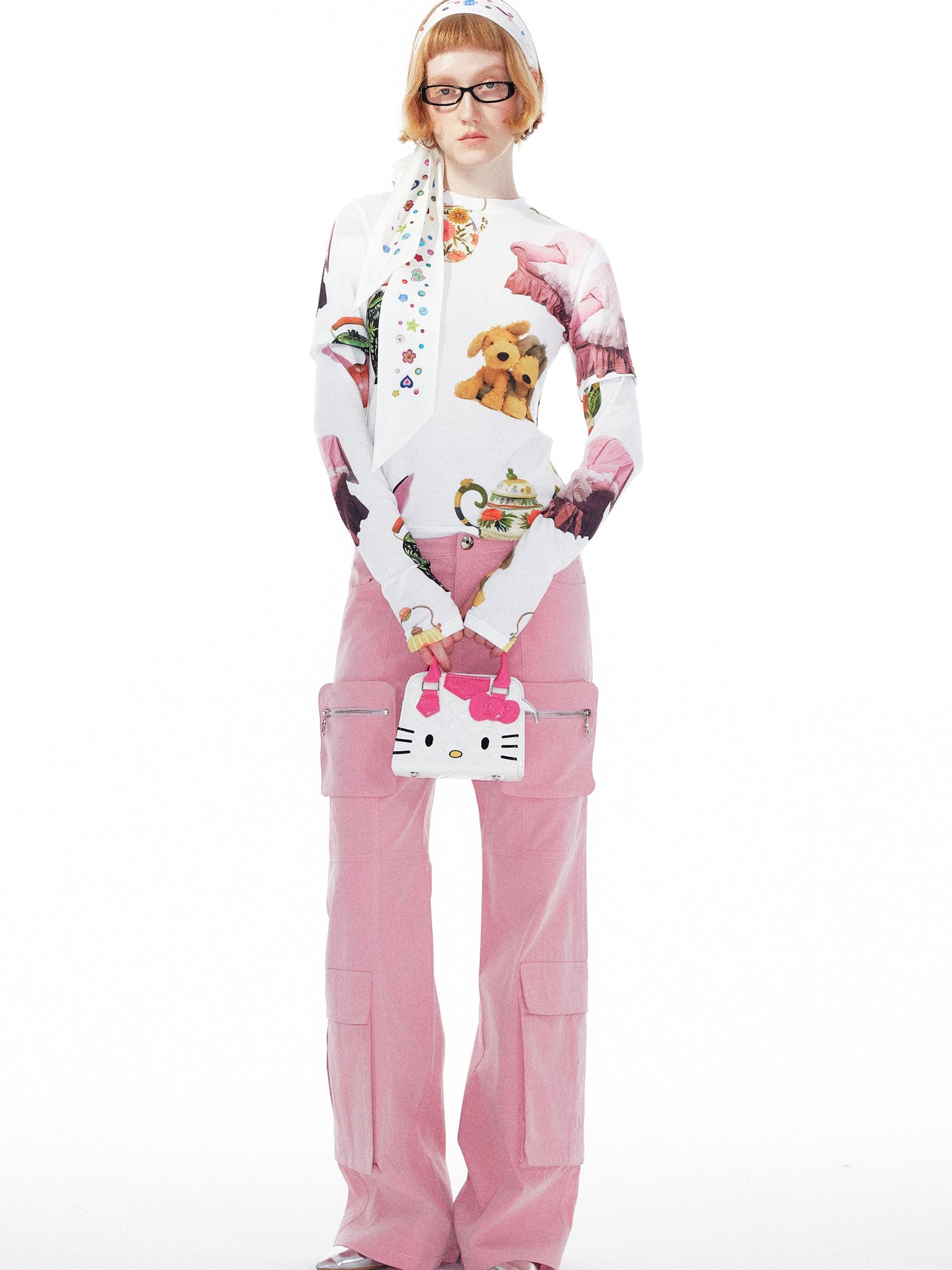 YOSHUYUKI Colorful Button Print Scarf