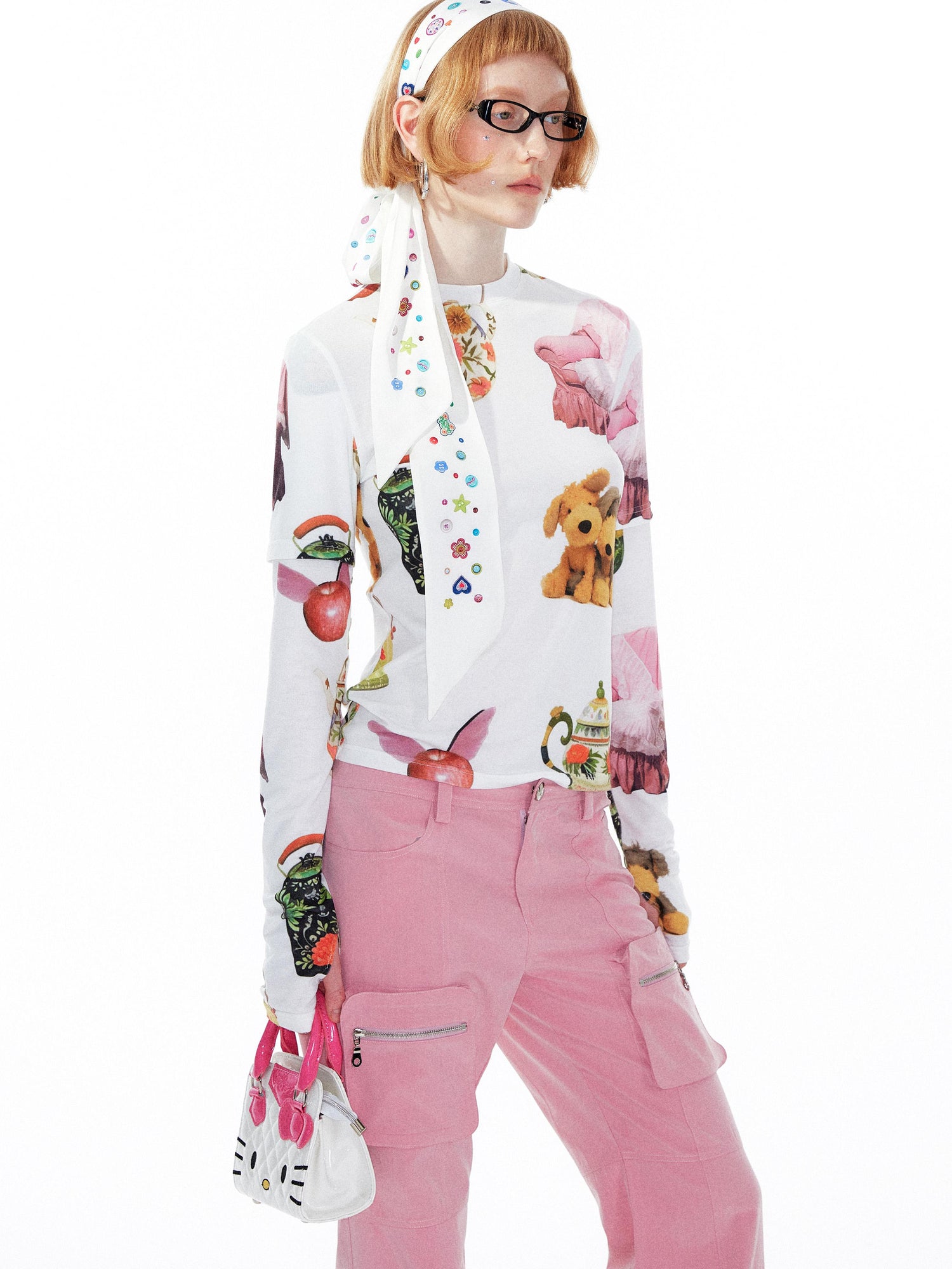YOSHUYUKI Colorful Button Print Scarf