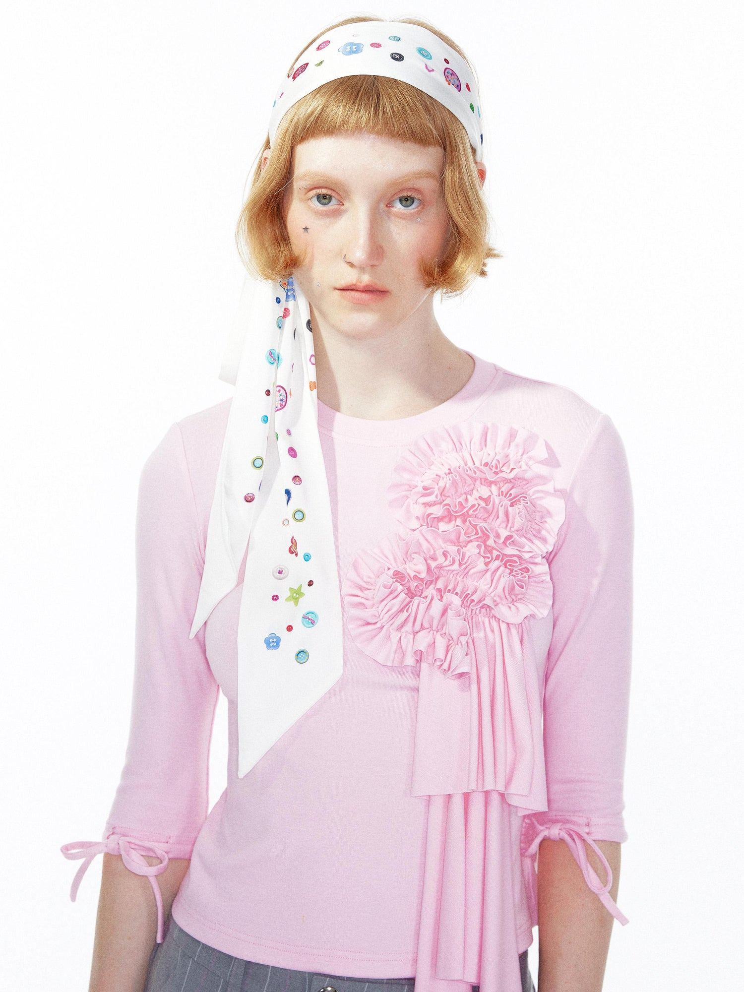 YOSHUYUKI Colorful Button Print Scarf