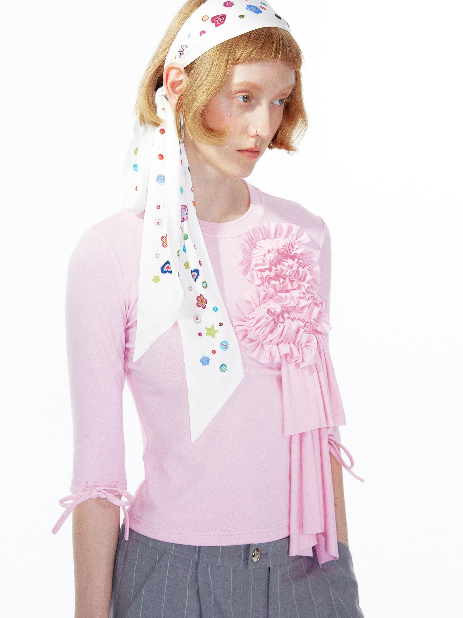 YOSHUYUKI Colorful Button Print Scarf