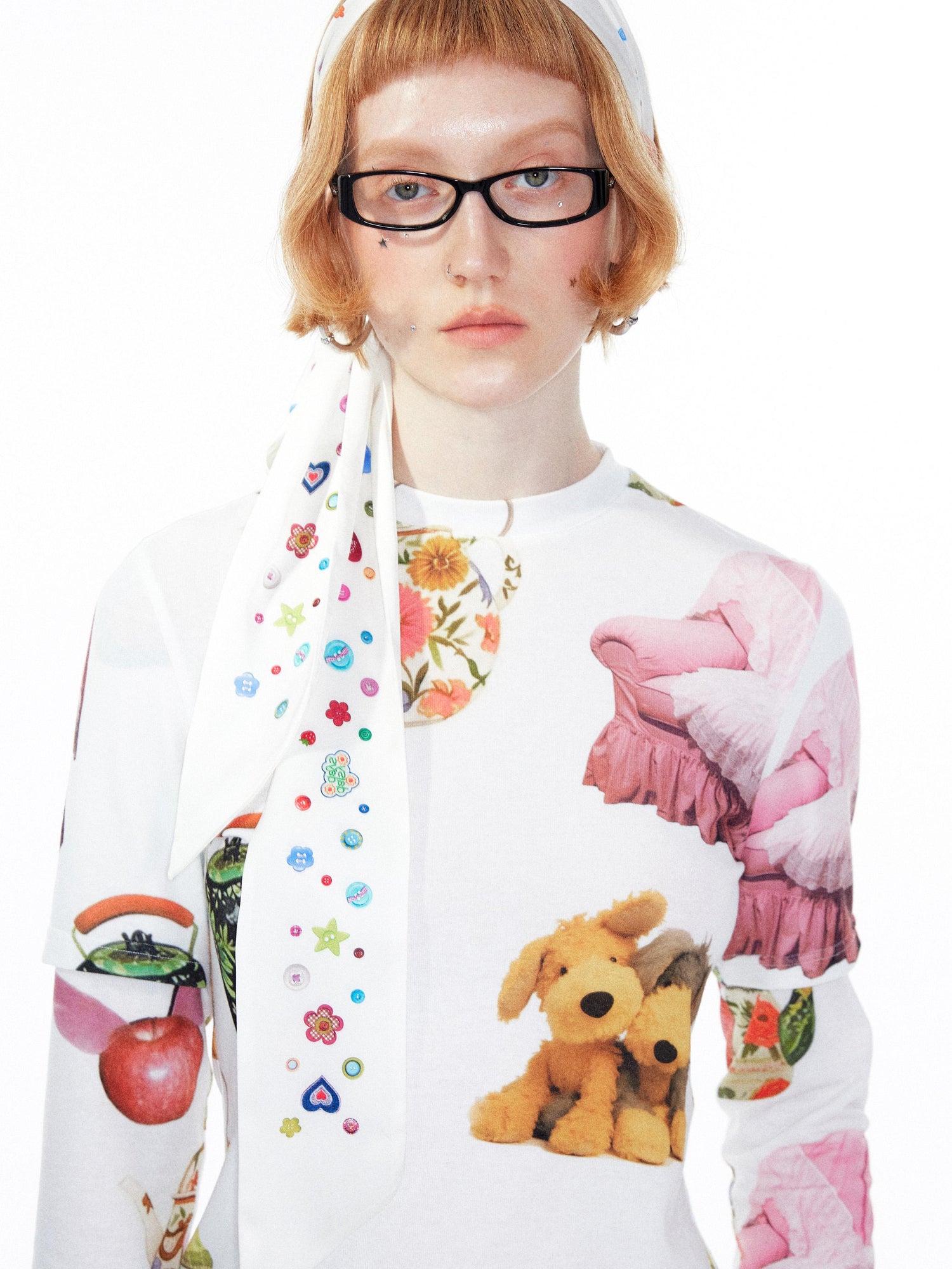 YOSHUYUKI Colorful Button Print Scarf