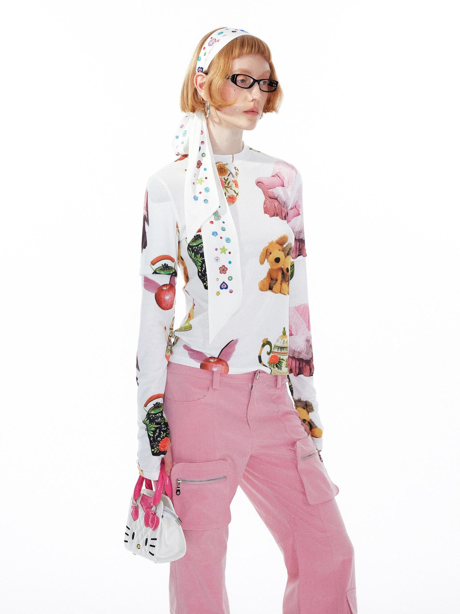 YOSHUYUKI Colorful Button Print Scarf