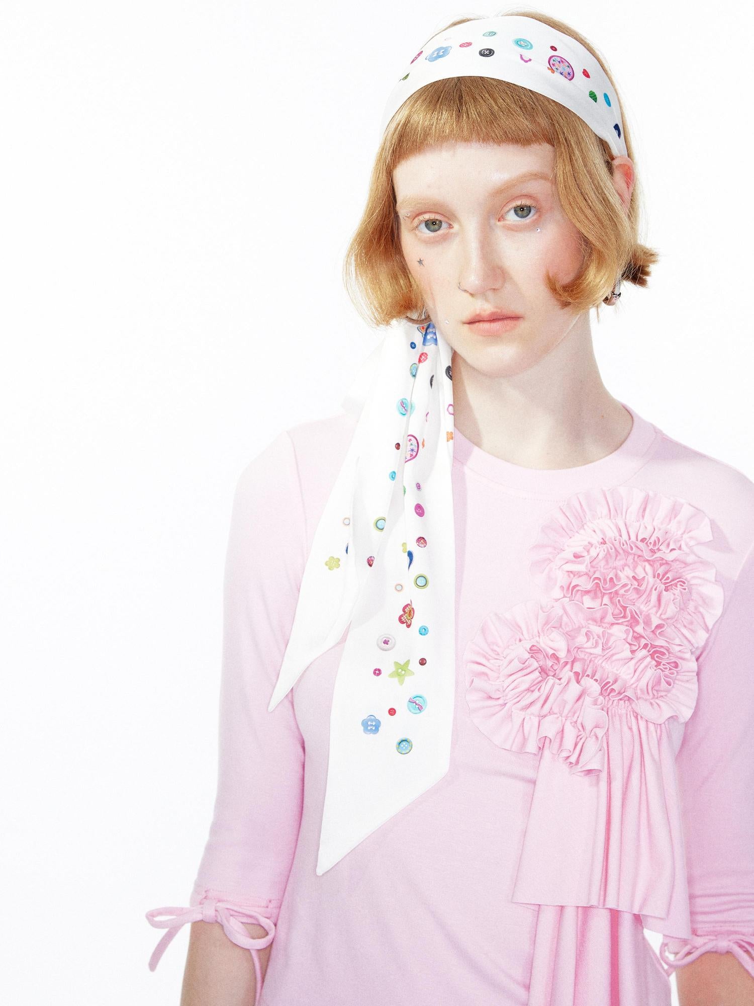 YOSHUYUKI Colorful Button Print Scarf