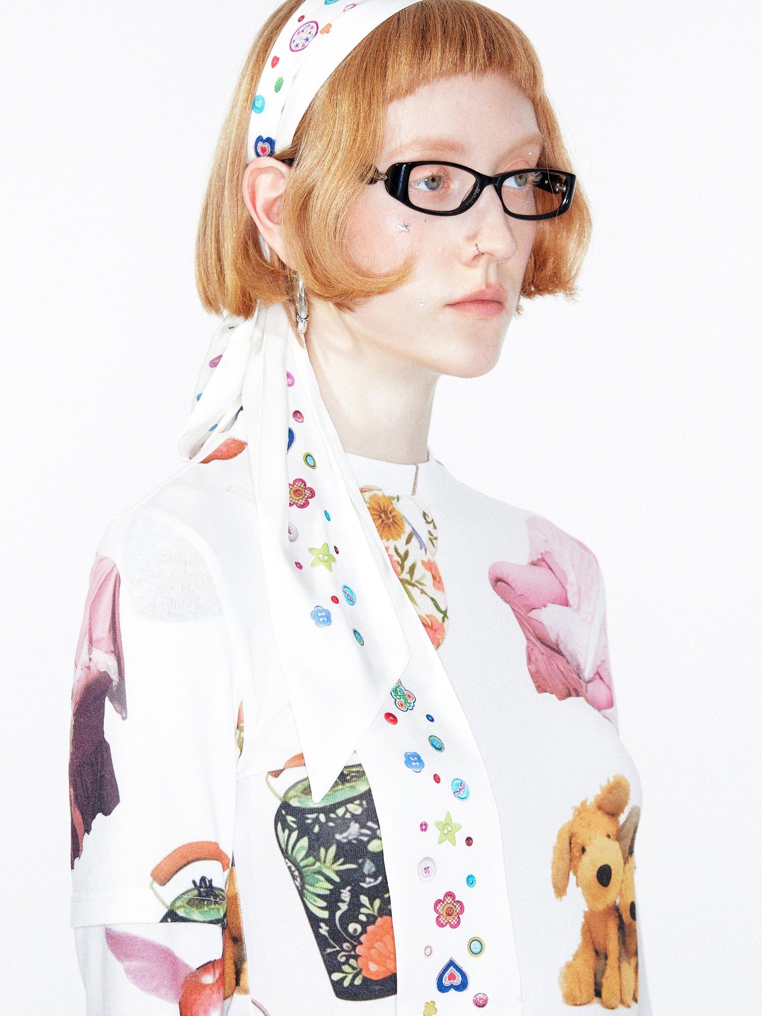 YOSHUYUKI Colorful Button Print Scarf