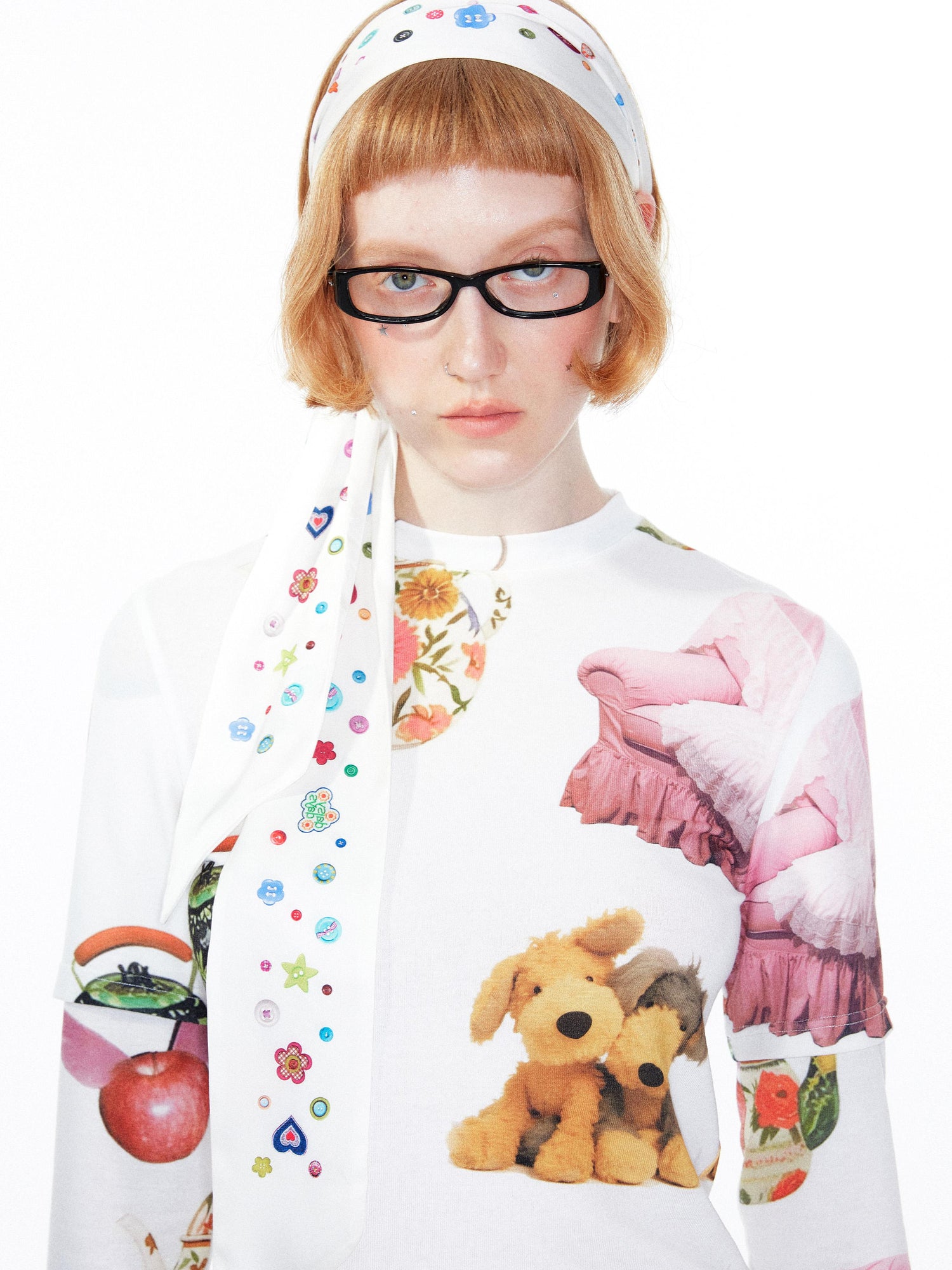 YOSHUYUKI Colorful Button Print Scarf