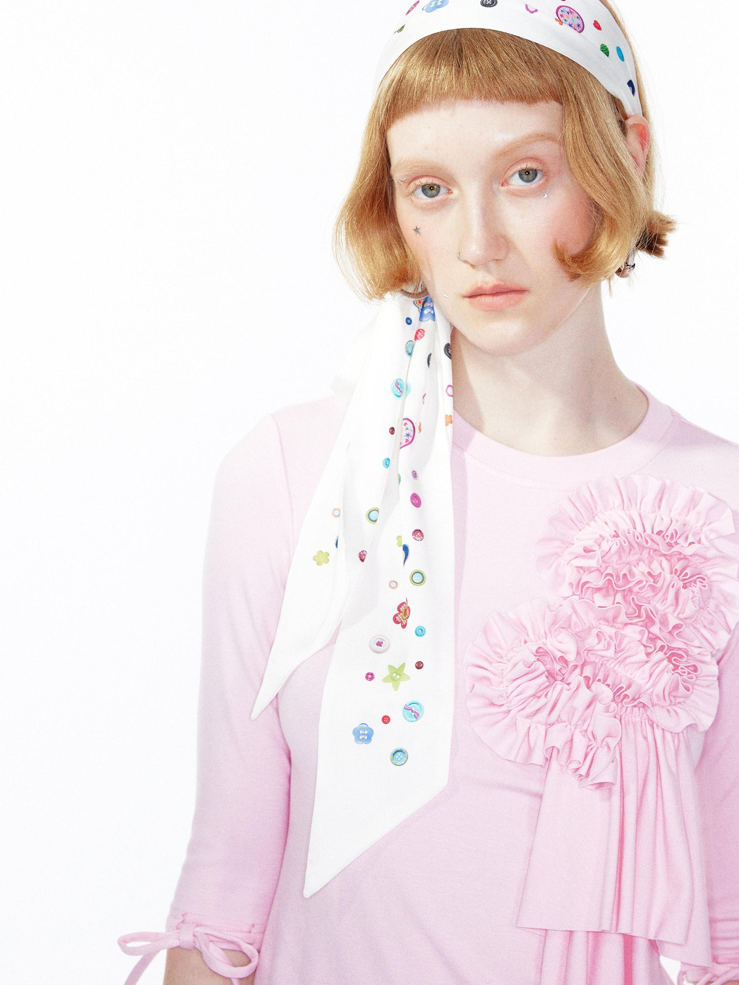 YOSHUYUKI Colorful Button Print Scarf