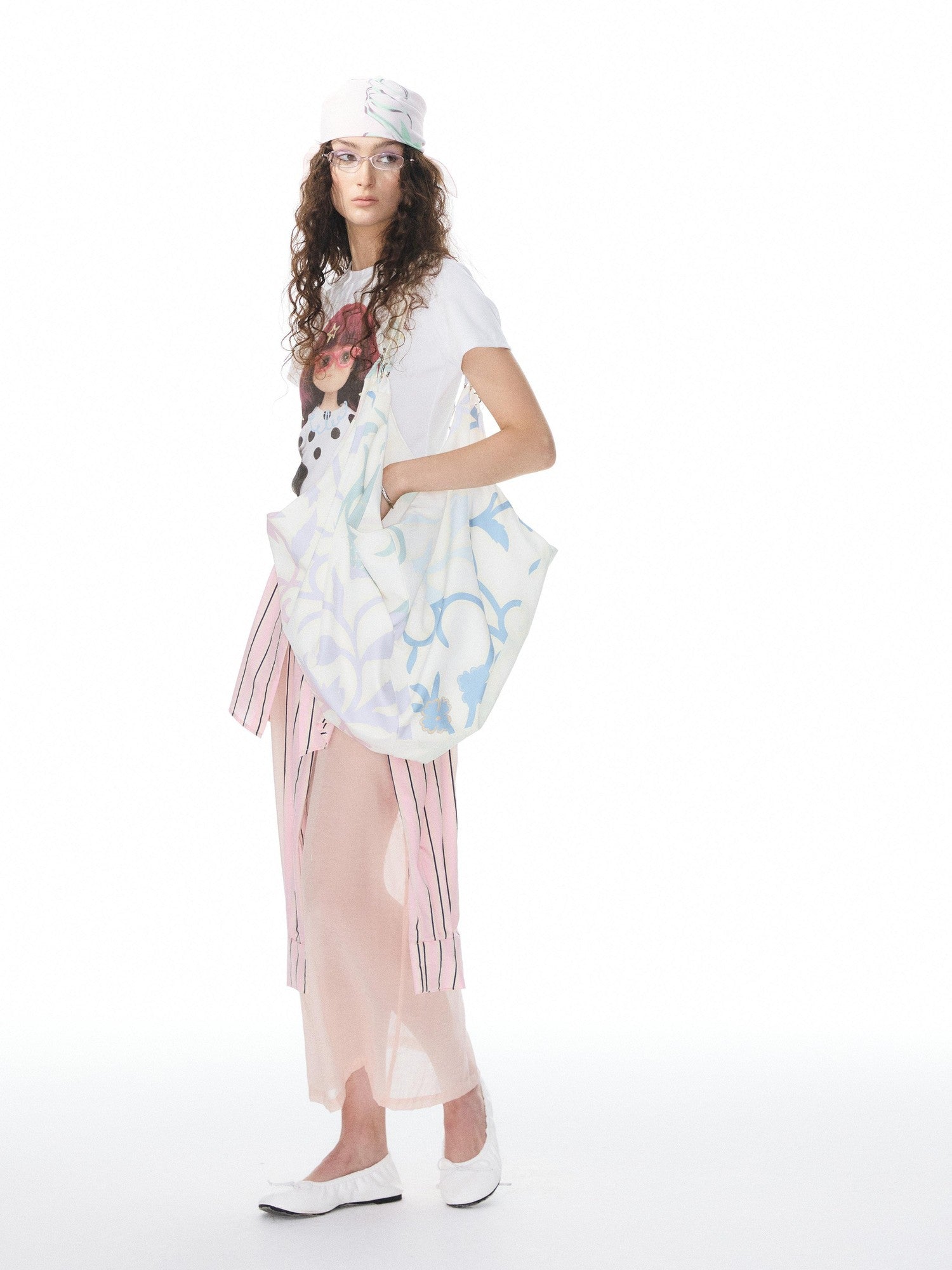 YOSHUYUKI Colorful Floral Polka Dot Convertible Square Tote Women&