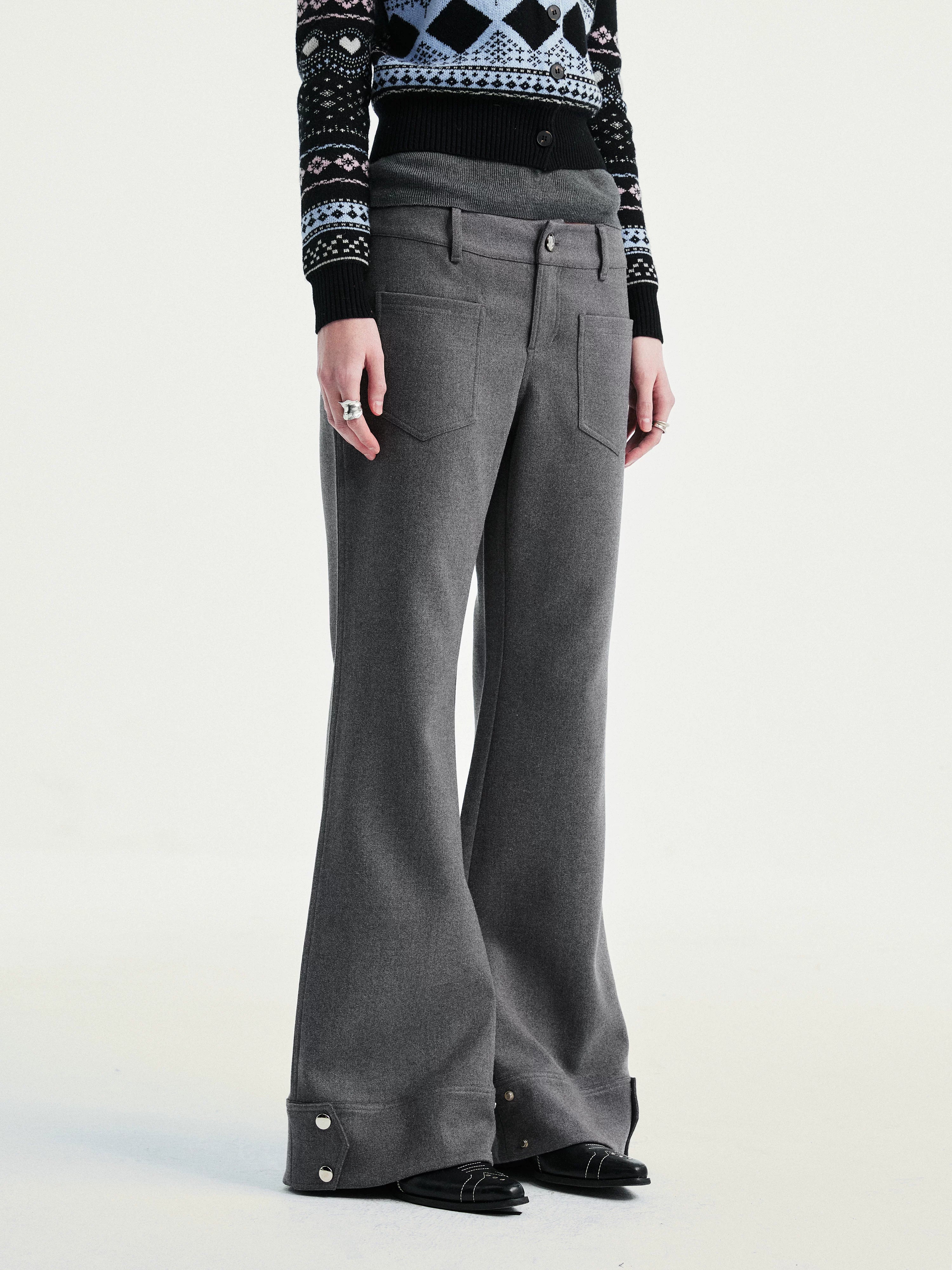 YOSHUYUKI Comfort Stretch Casual Jogger Women Natural Waist Button Fly Poly Cotton Pants-4