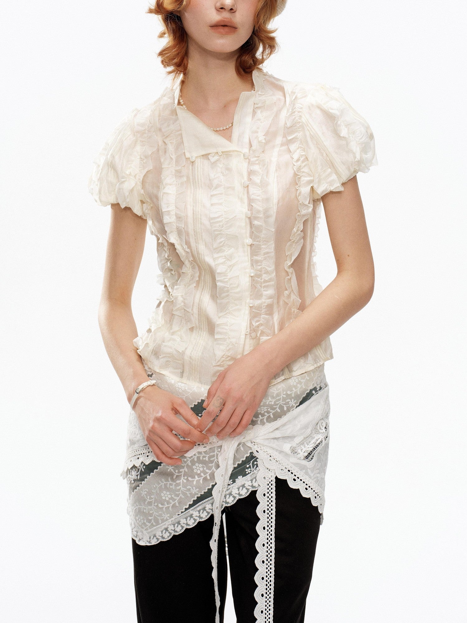 YOSHUYUKI Cream Jacquard Vintage Court Women&