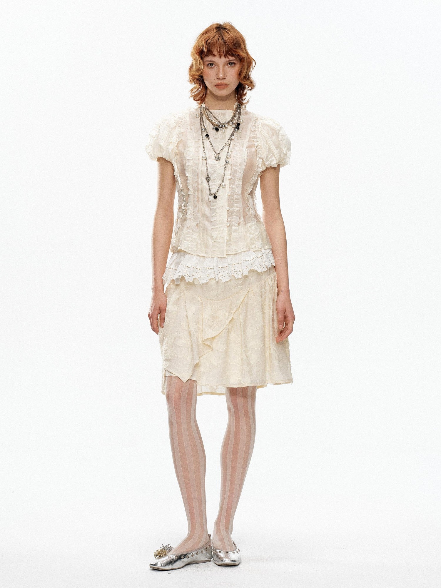YOSHUYUKI Cream Jacquard Vintage Court Women&