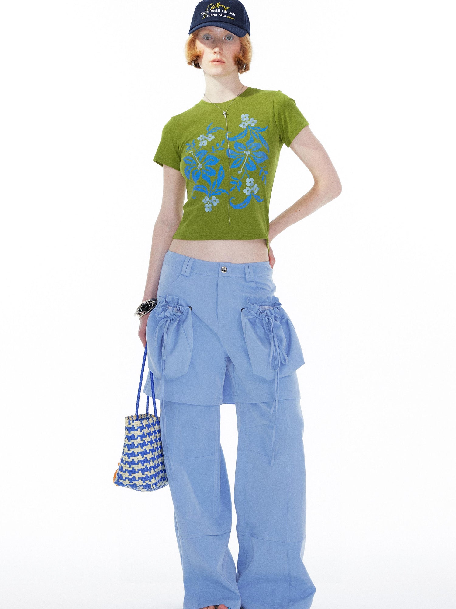 YOSHUYUKI Detachable Sky Blue Straight Leg Pants
