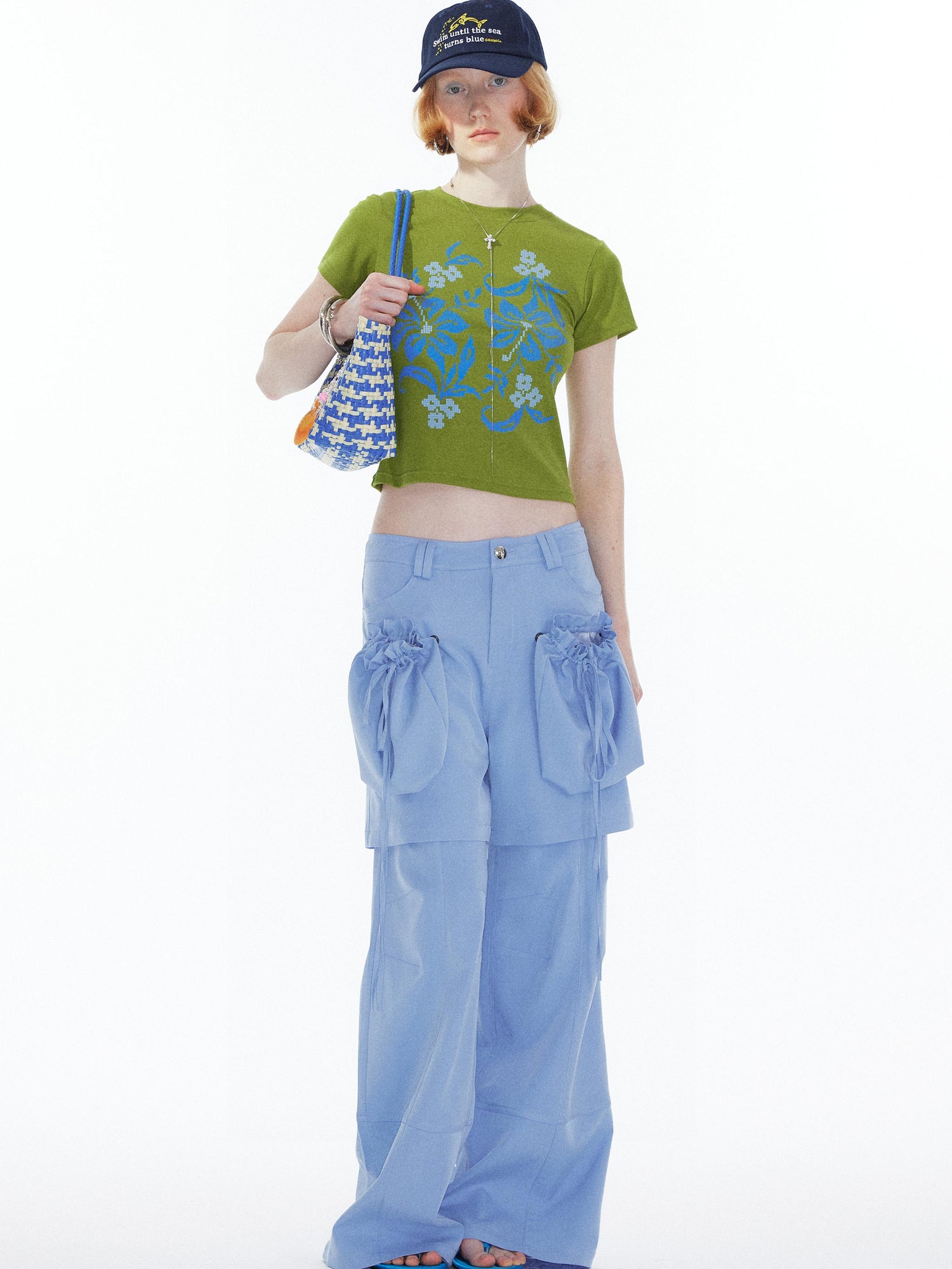 YOSHUYUKI Detachable Sky Blue Straight Leg Pants