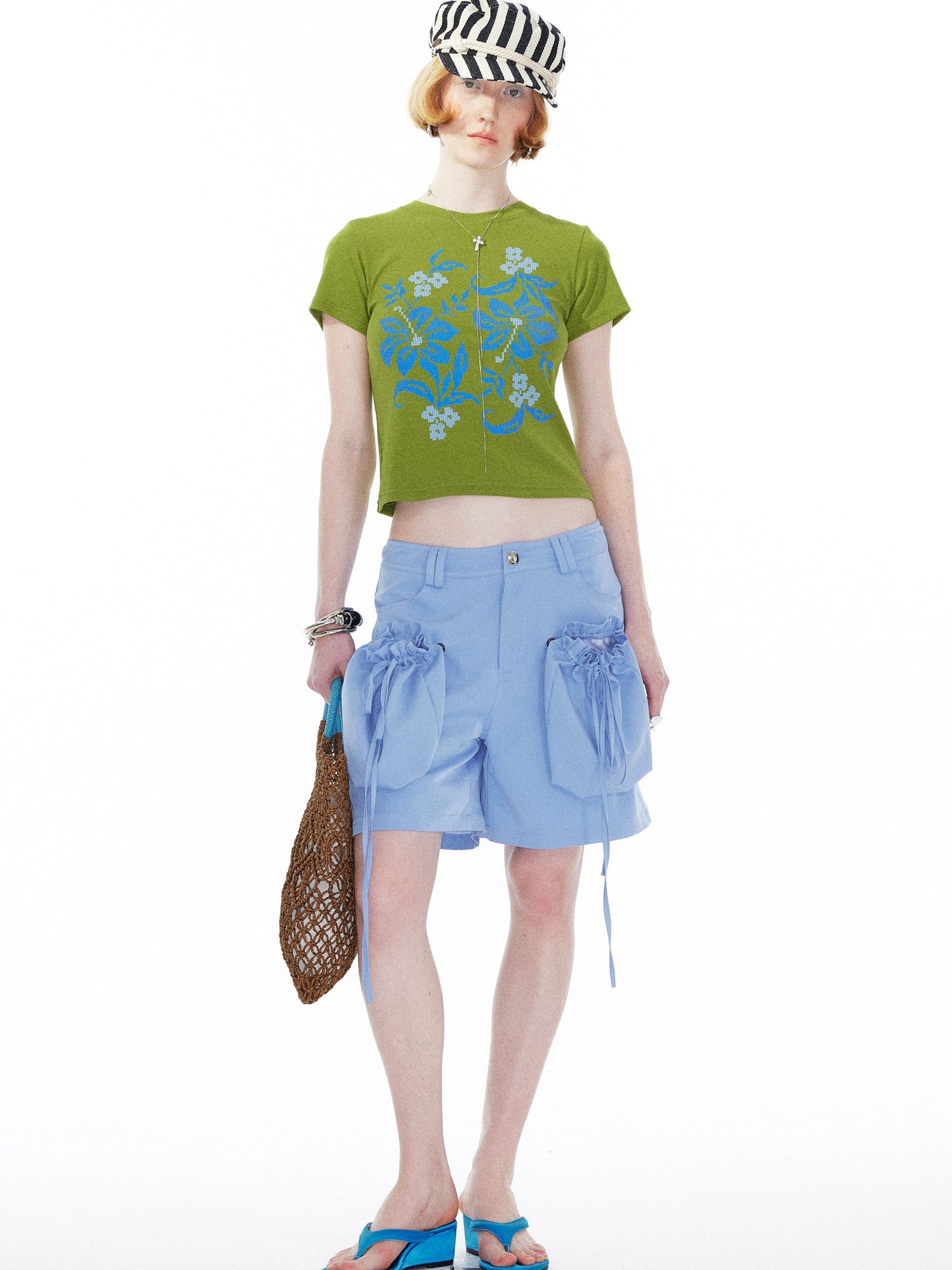 YOSHUYUKI Detachable Sky Blue Straight Leg Pants