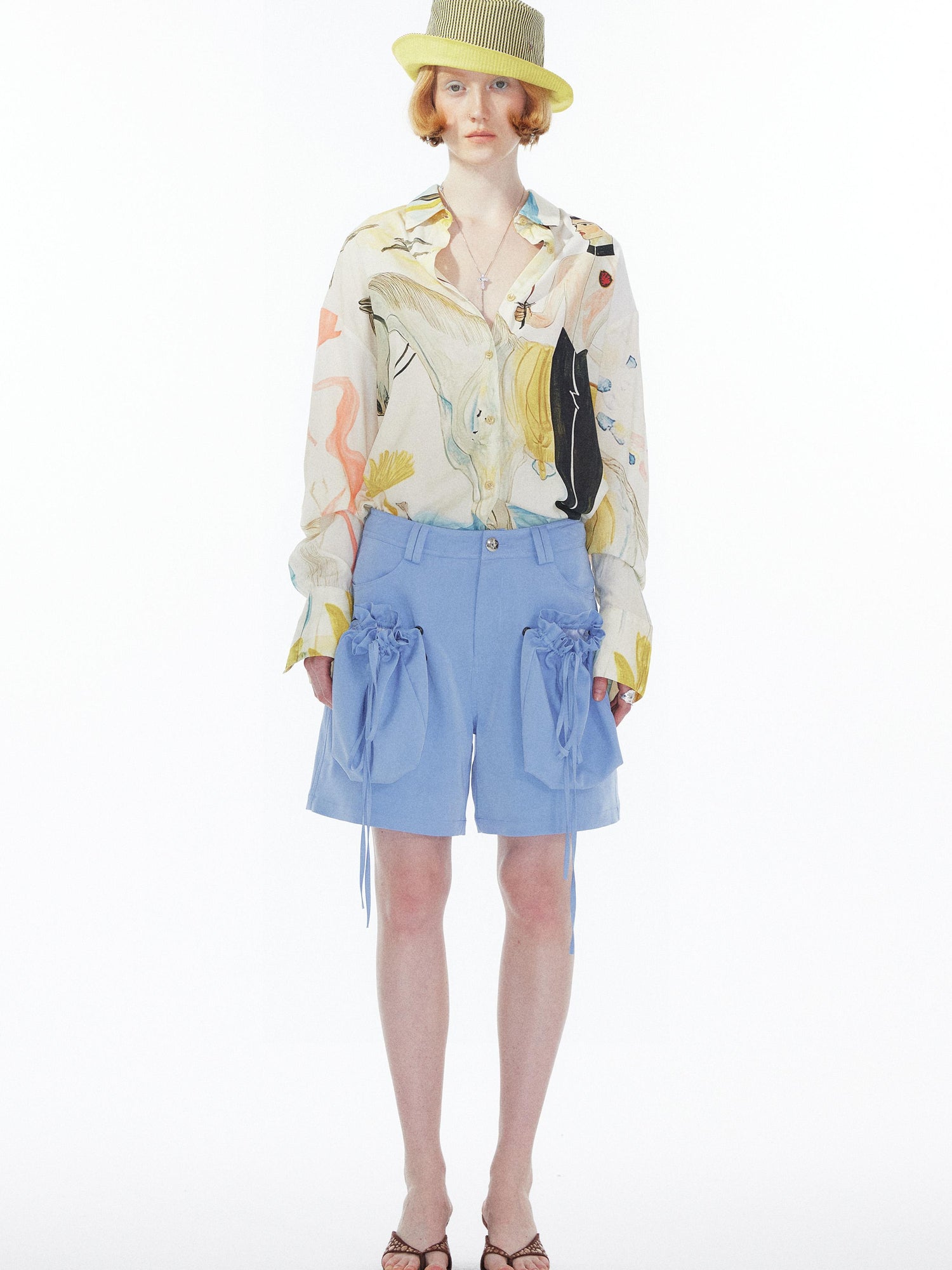 YOSHUYUKI Detachable Sky Blue Straight Leg Pants