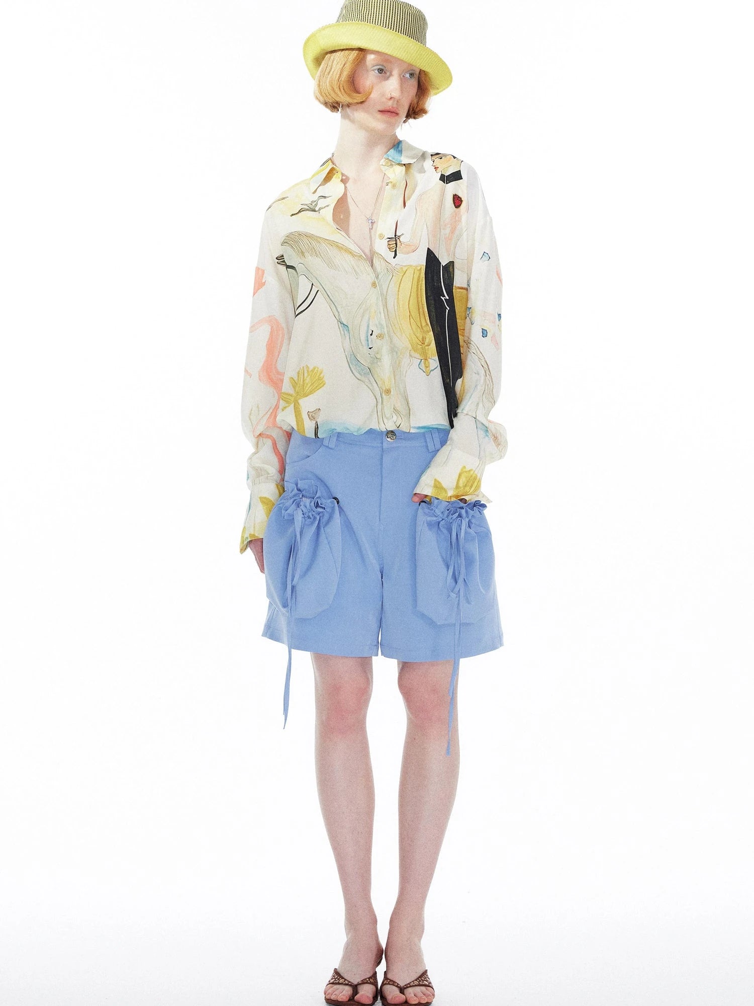 Detachable Sky Blue Straight Leg Pants