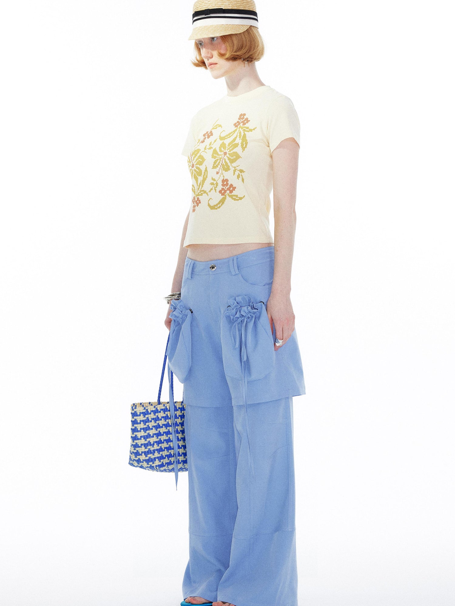 YOSHUYUKI Detachable Sky Blue Straight Leg Pants