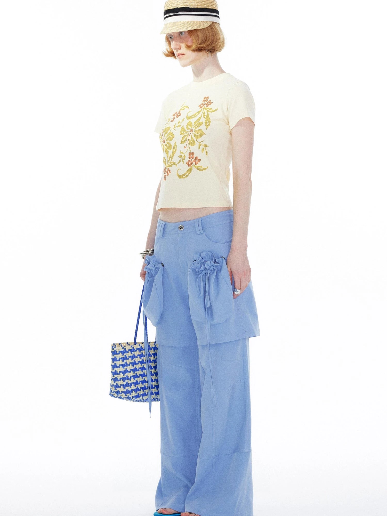 Detachable Sky Blue Straight Leg Pants