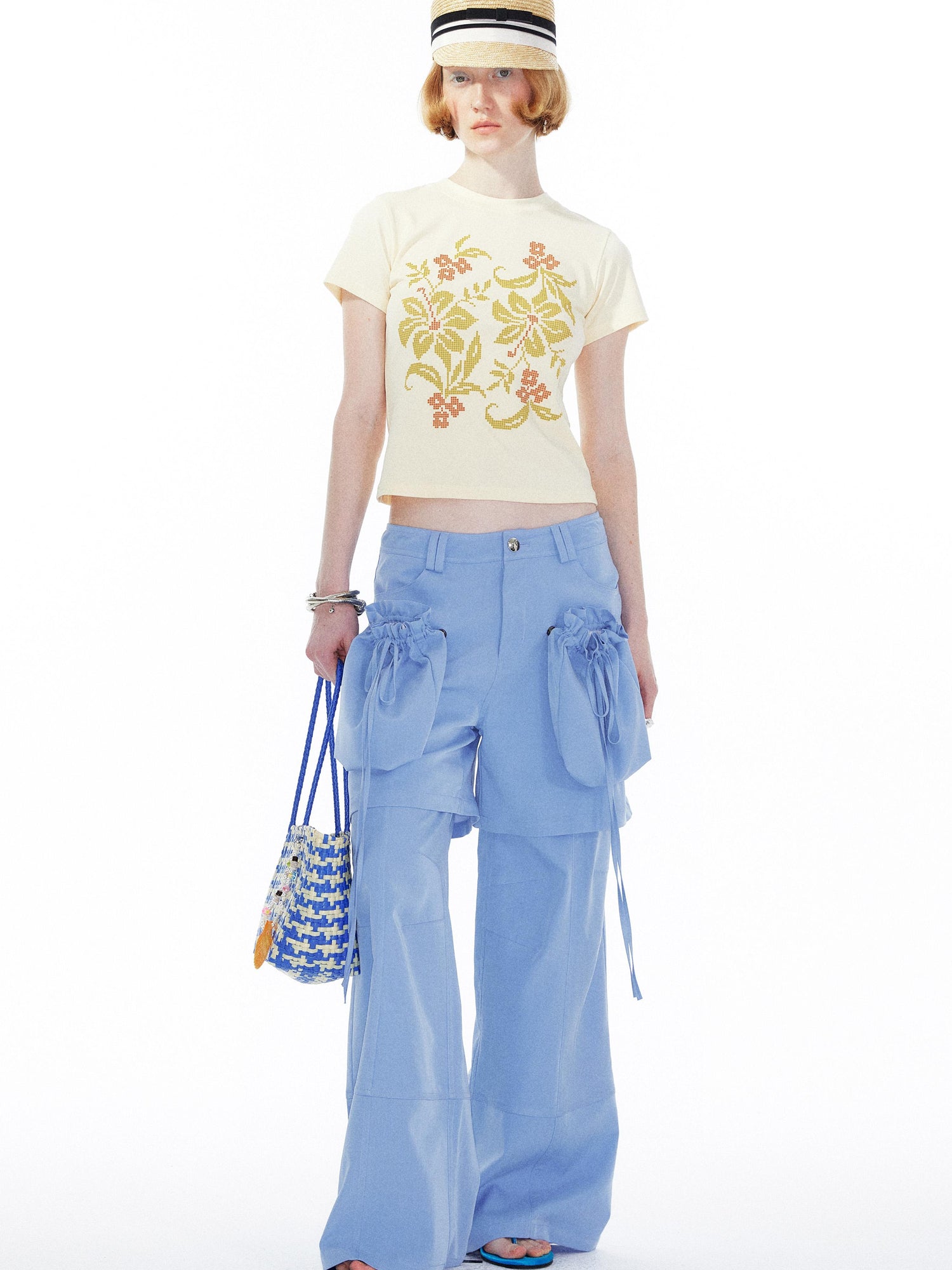 YOSHUYUKI Detachable Sky Blue Straight Leg Pants