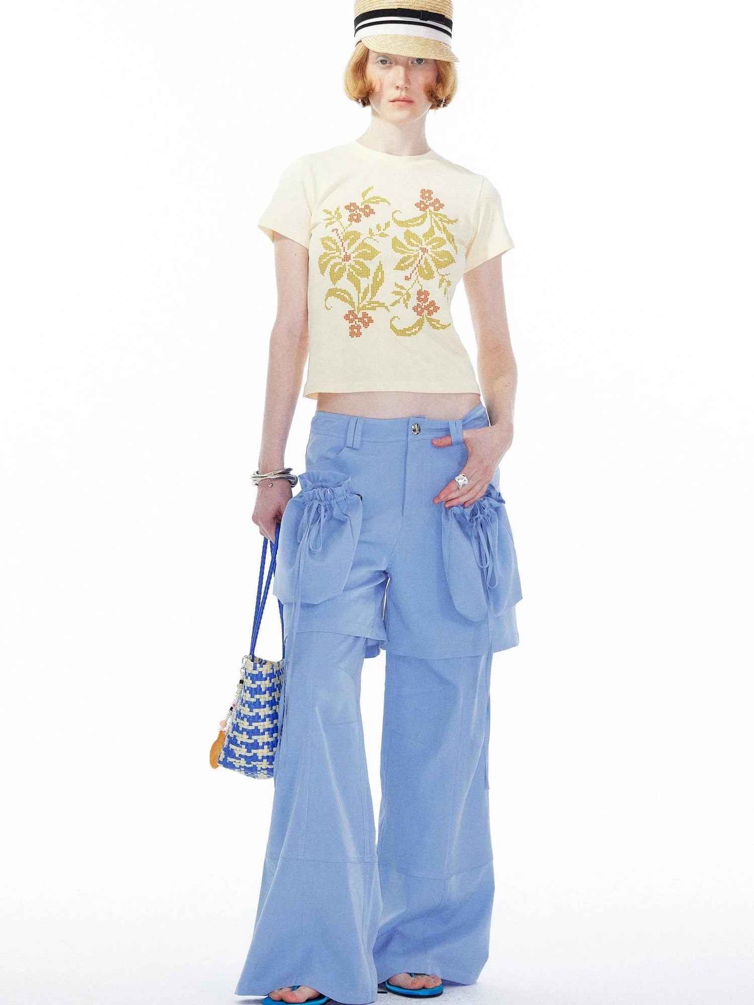 Detachable Sky Blue Straight Leg Pants