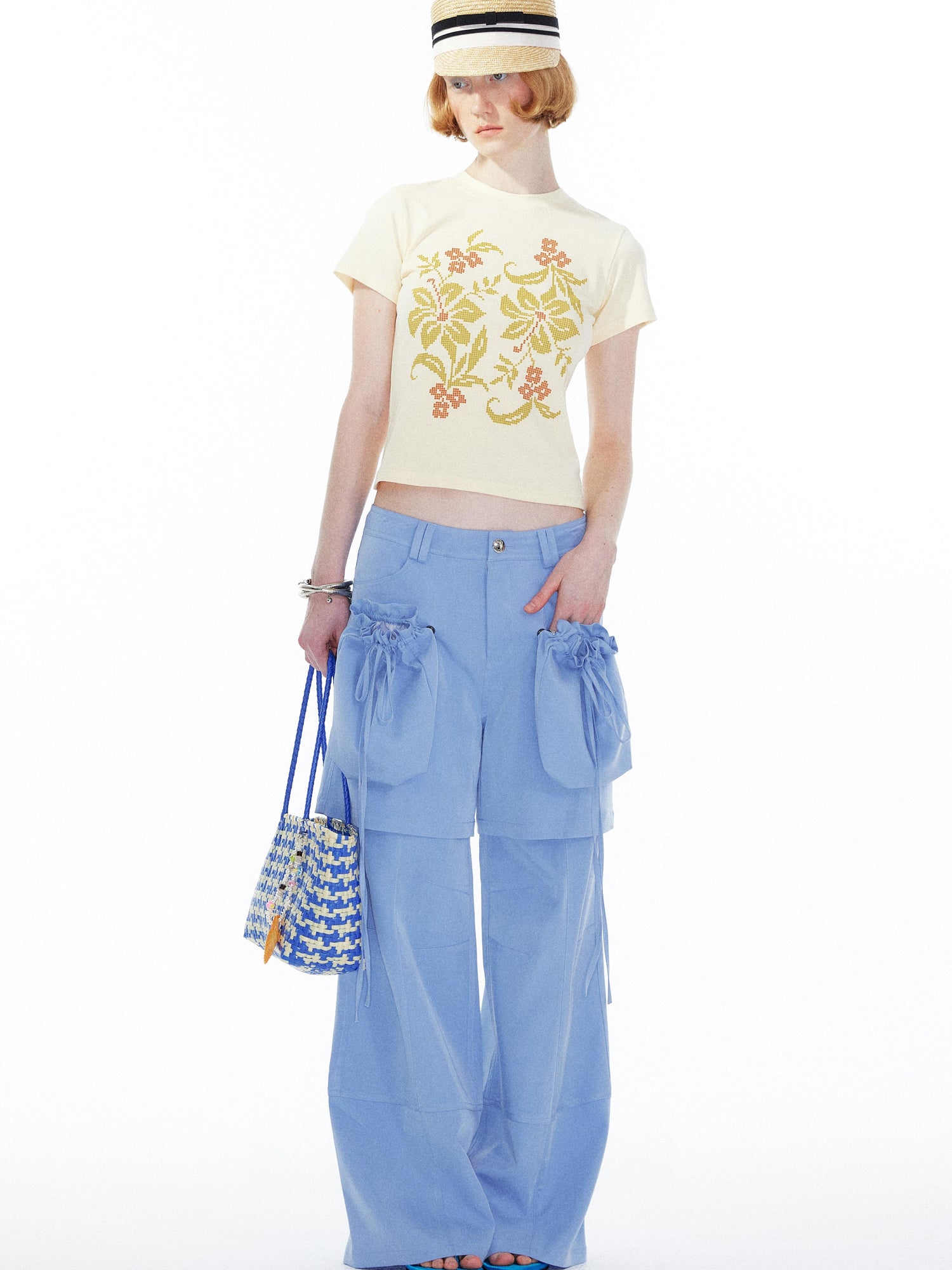 YOSHUYUKI Detachable Sky Blue Straight Leg Pants