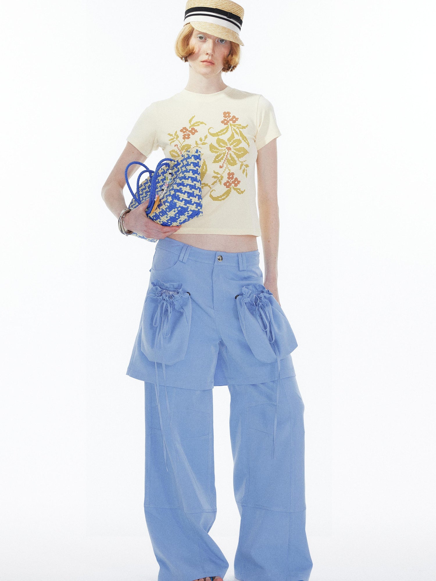 YOSHUYUKI Detachable Sky Blue Straight Leg Pants