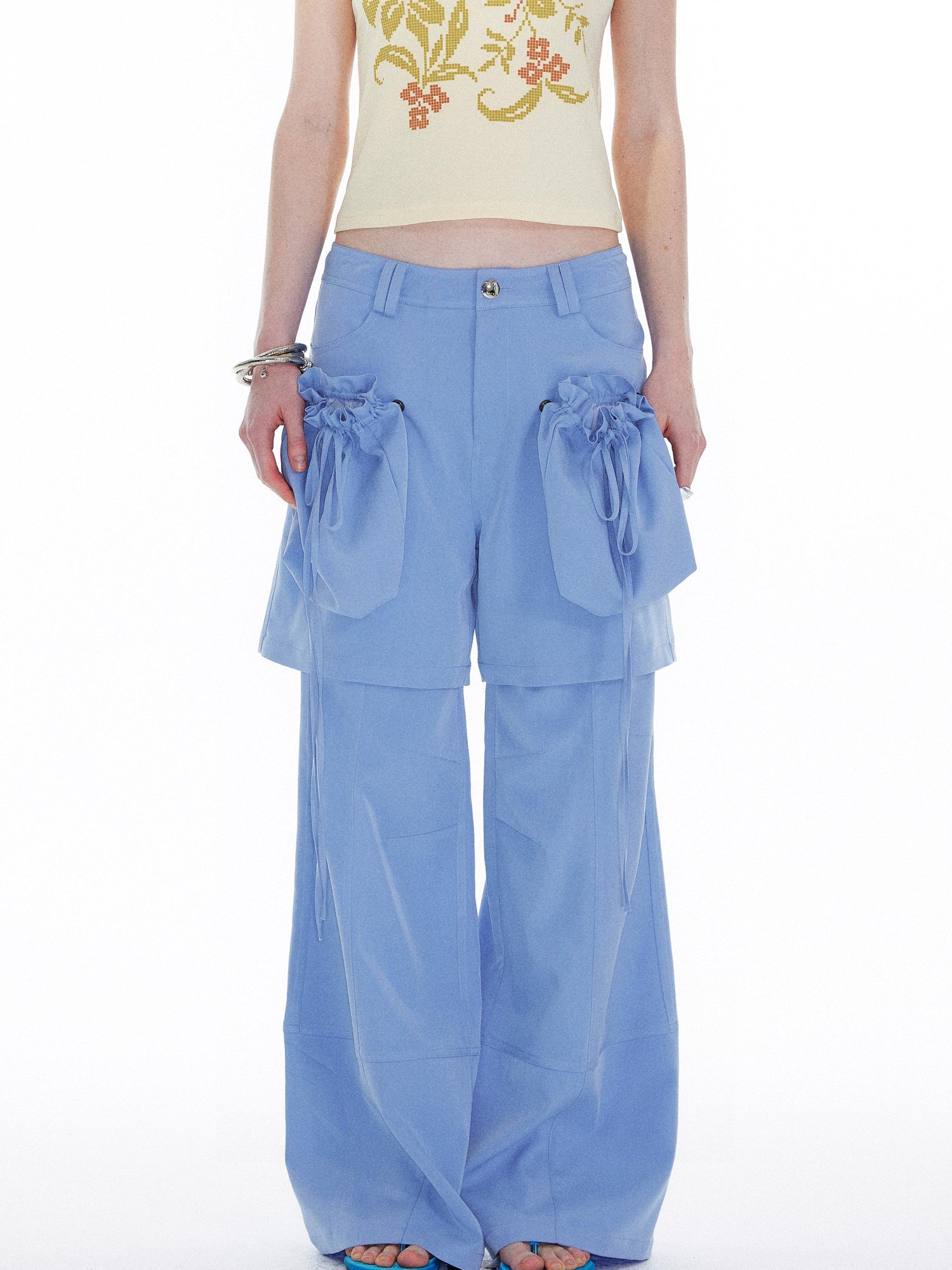 YOSHUYUKI Detachable Sky Blue Straight Leg Pants