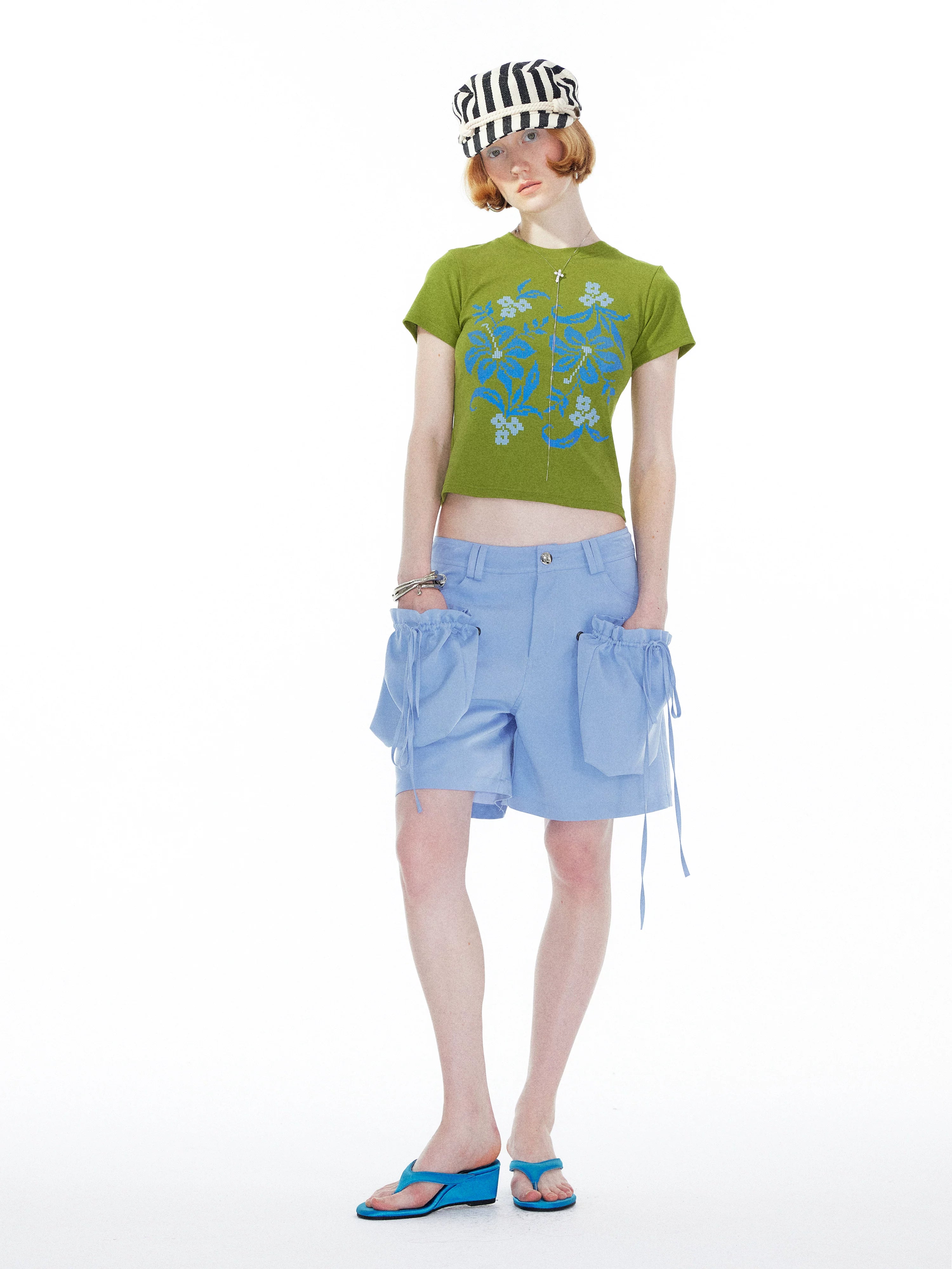 YOSHUYUKI Detachable Sky Blue Straight Leg Pants-4