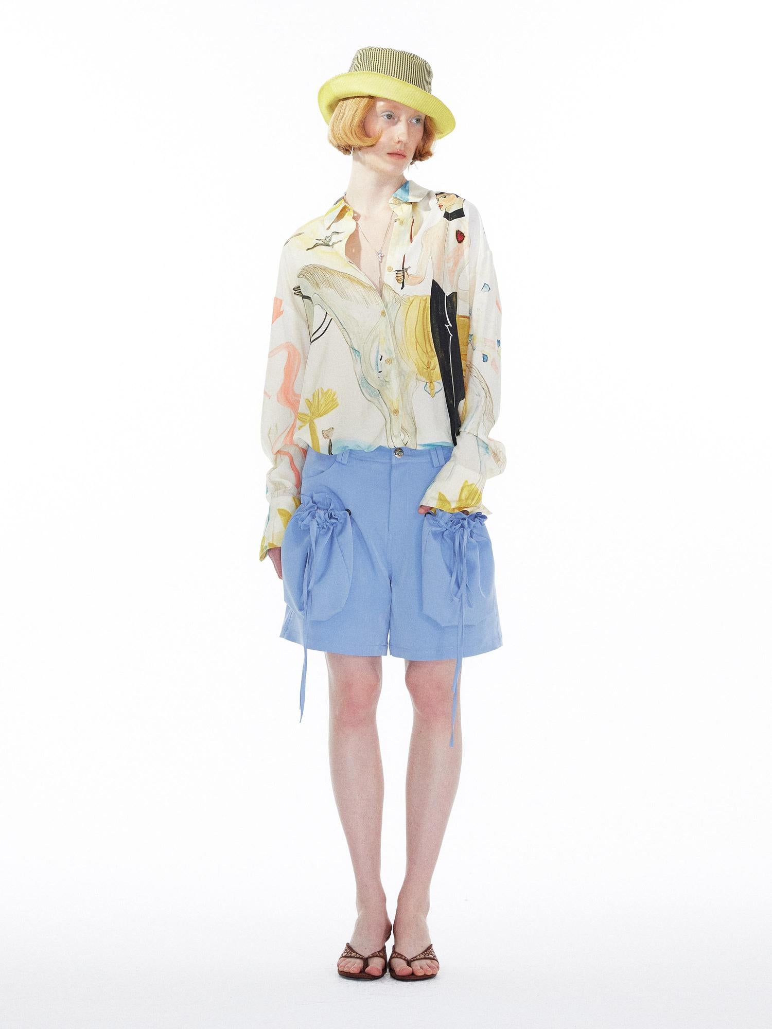YOSHUYUKI Detachable Sky Blue Straight Leg Pants