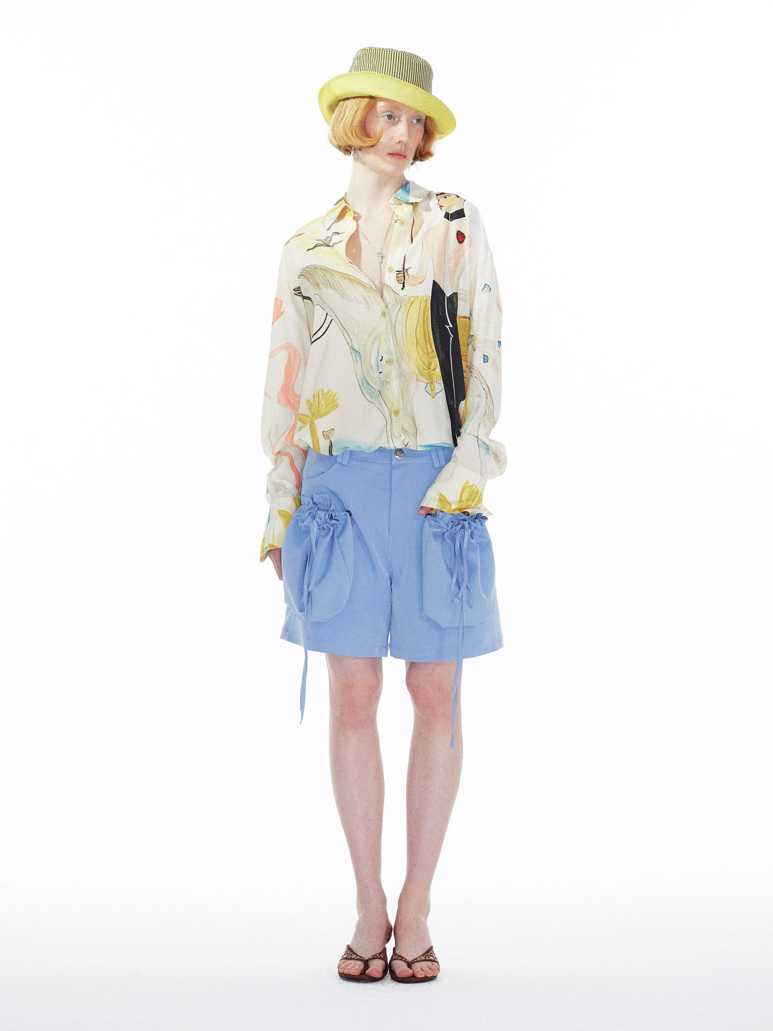 YOSHUYUKI Detachable Sky Blue Straight Leg Pants-5
