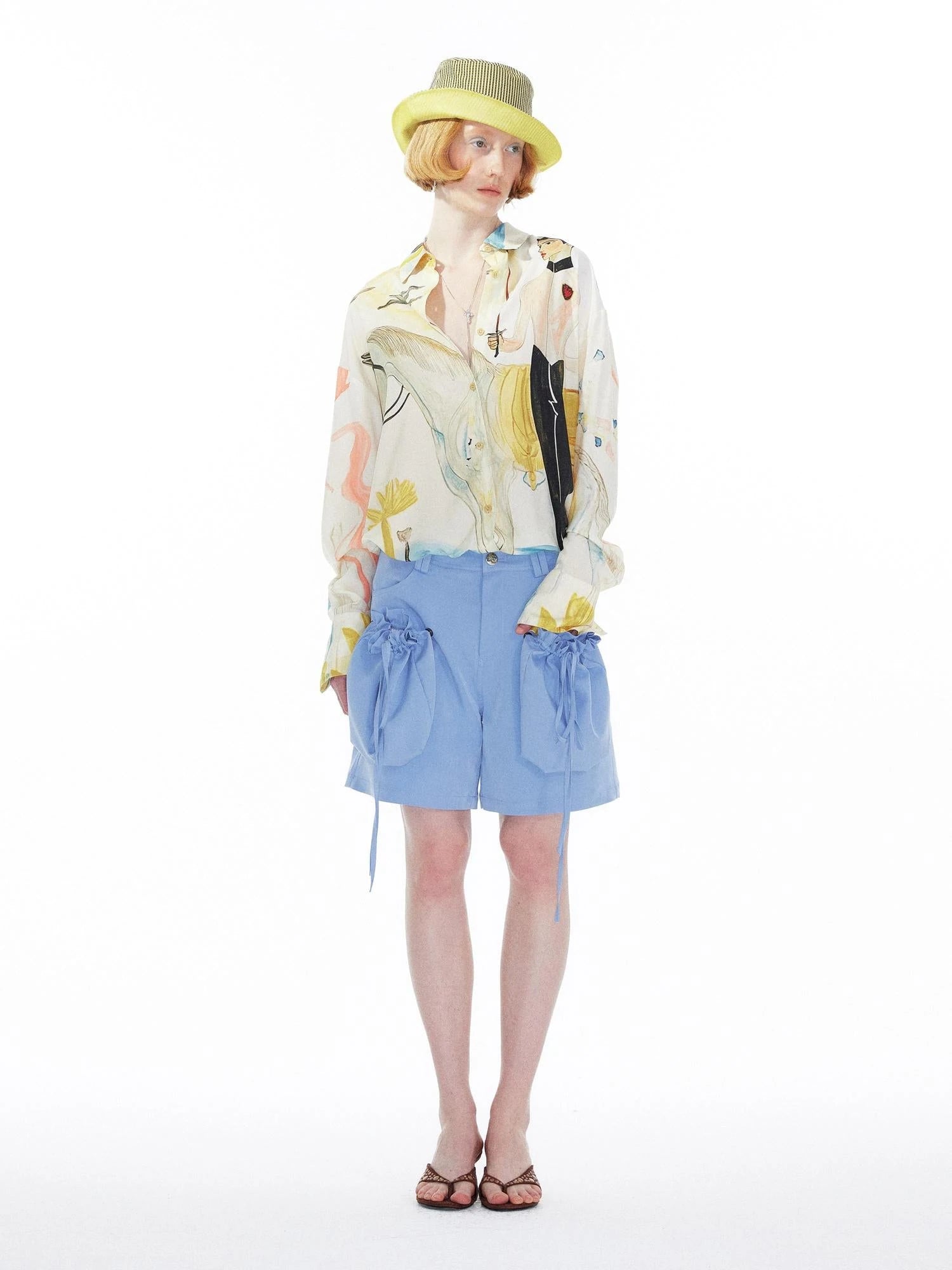 Detachable Sky Blue Straight Leg Pants
