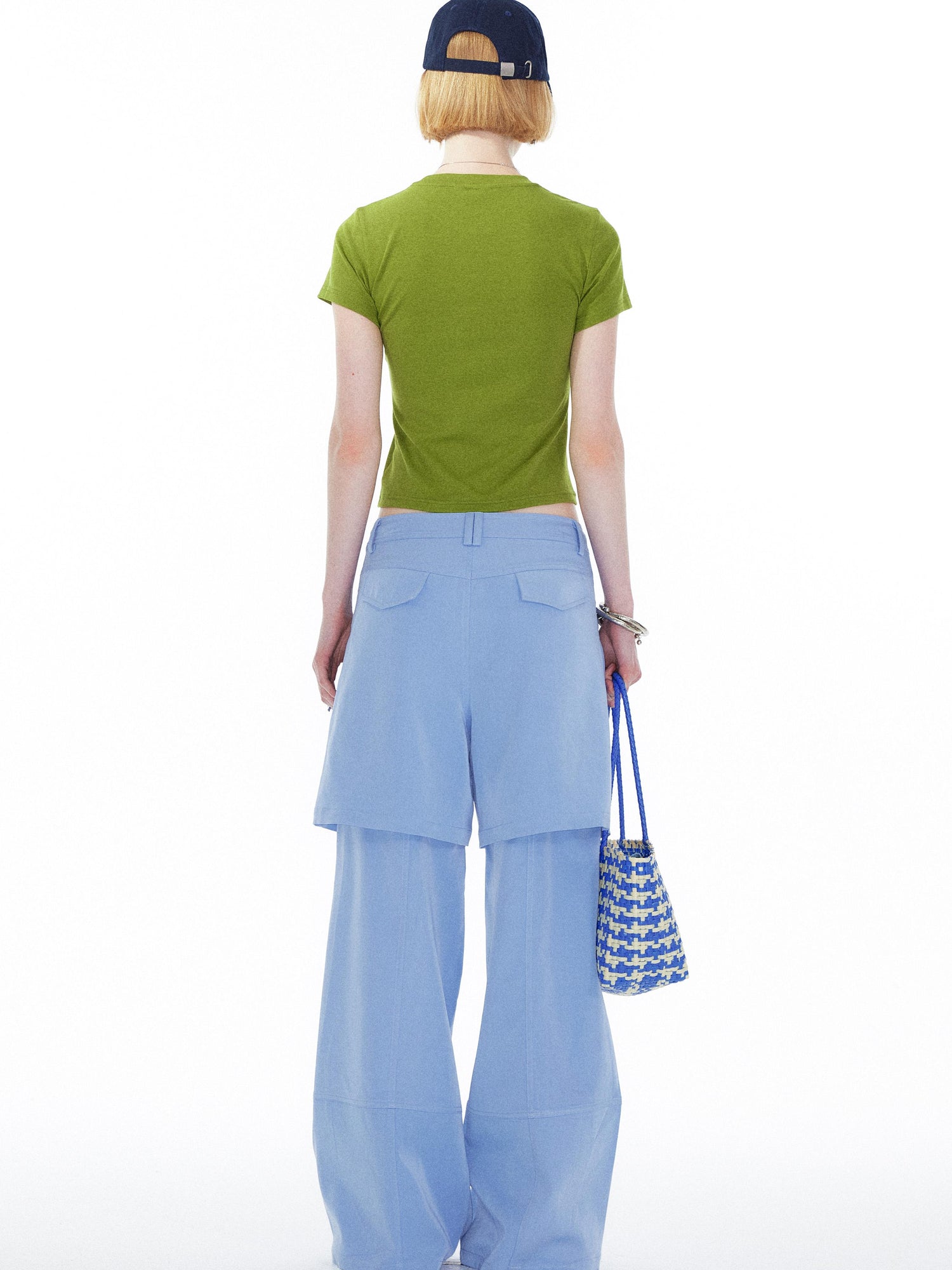 YOSHUYUKI Detachable Sky Blue Straight Leg Pants