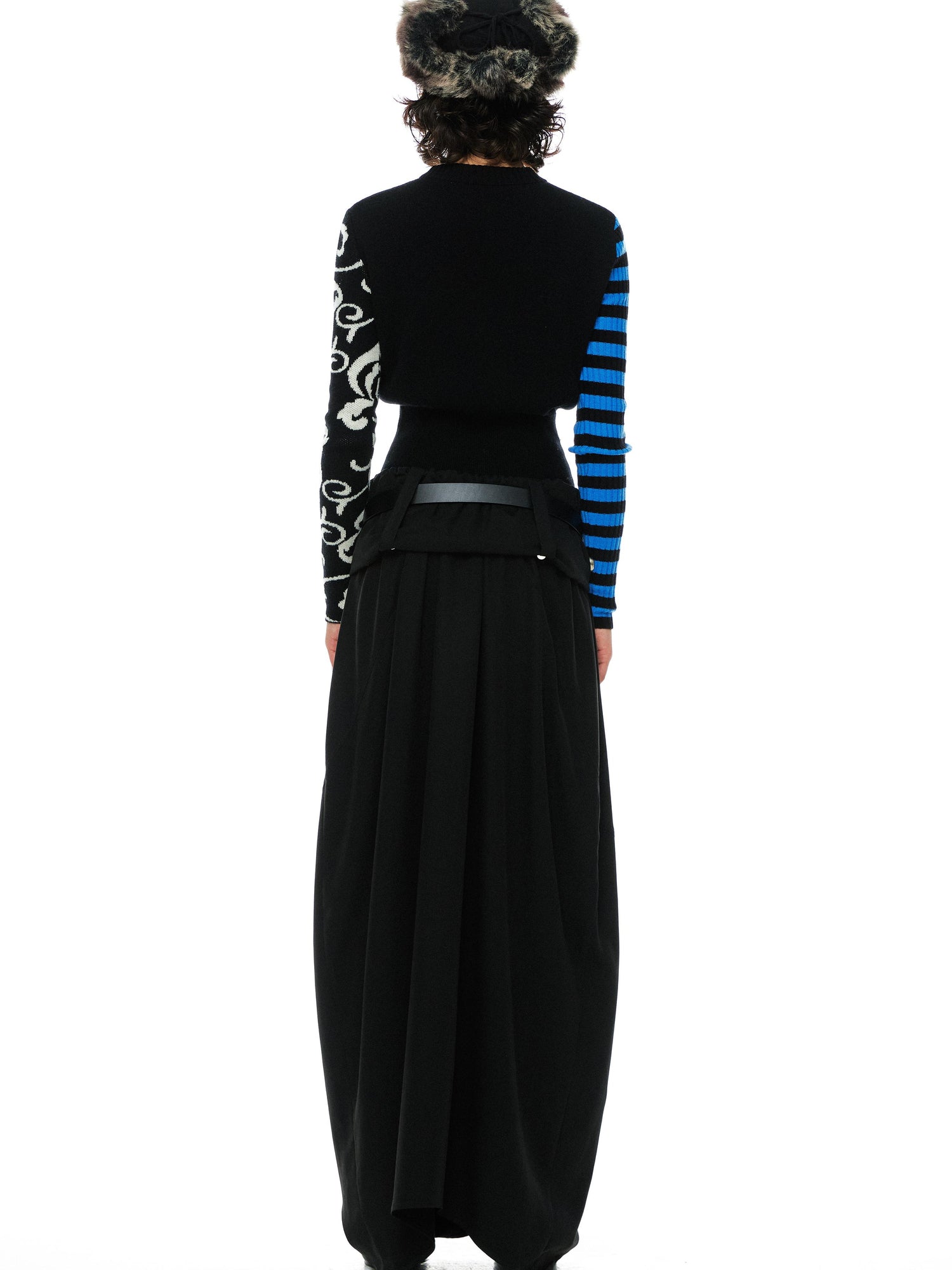 Digital Jacquard Blue Black Wool Blend Sweater