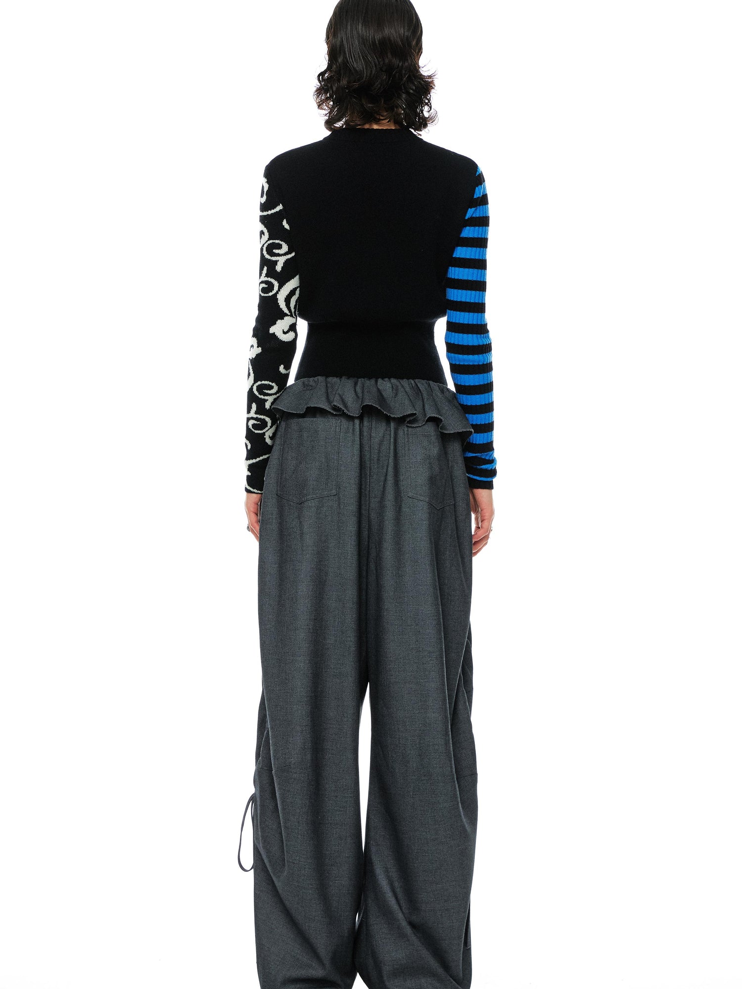Digital Jacquard Blue Black Wool Blend Sweater