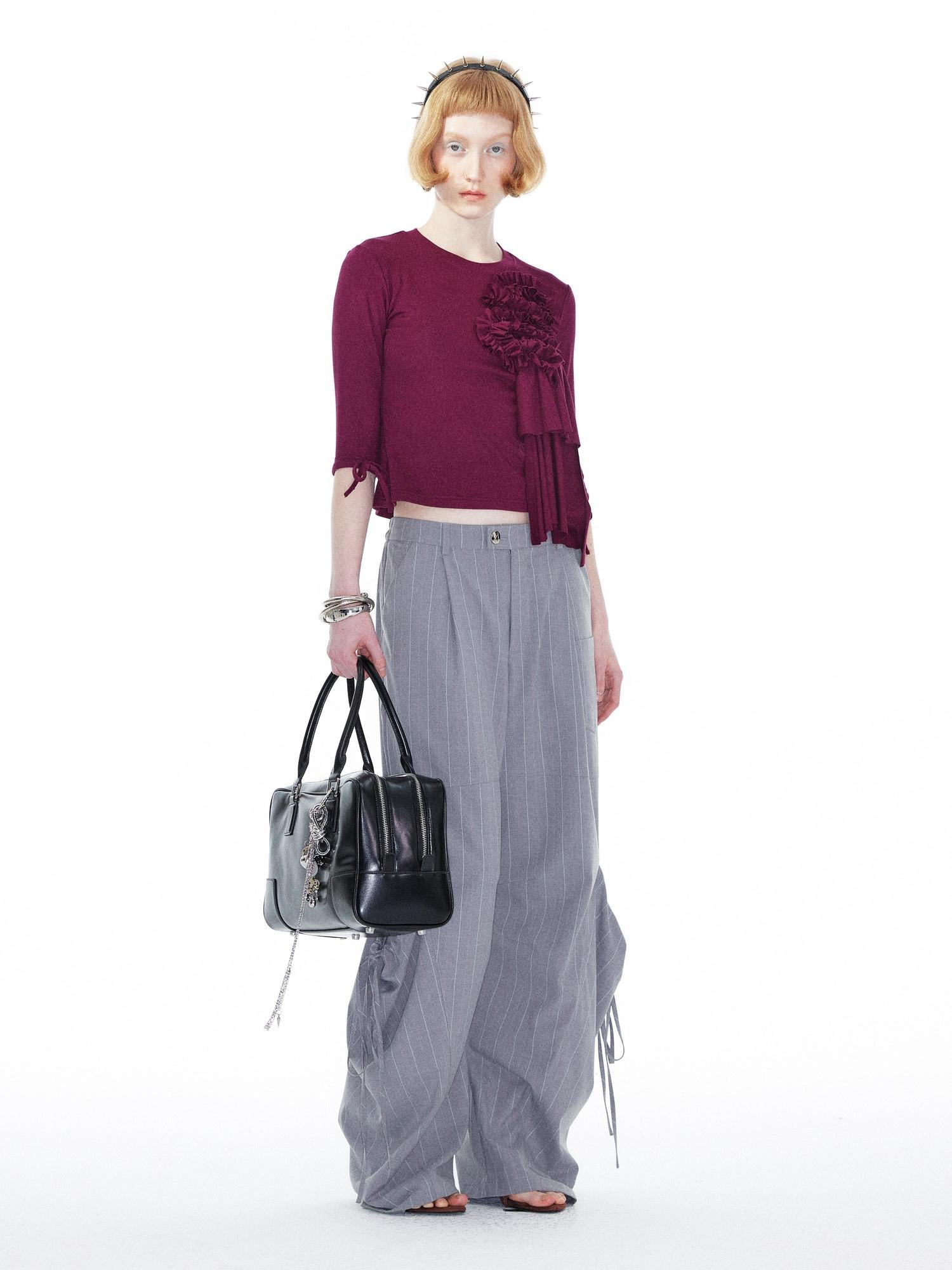 YOSHUYUKI Gray Cargo Jogger Pants With Drawstring Oversized Pockets