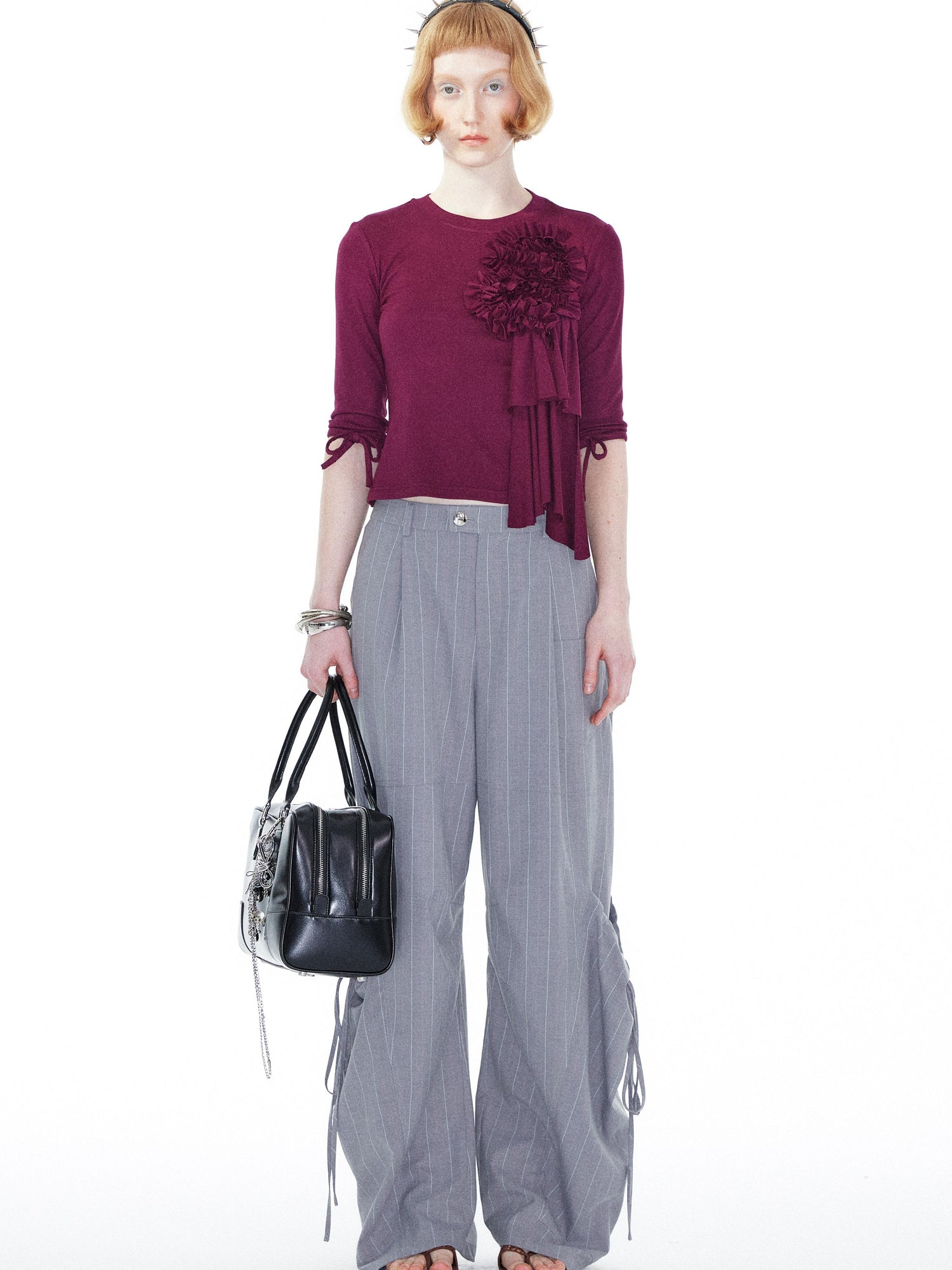 YOSHUYUKI Gray Cargo Jogger Pants With Drawstring Oversized Pockets