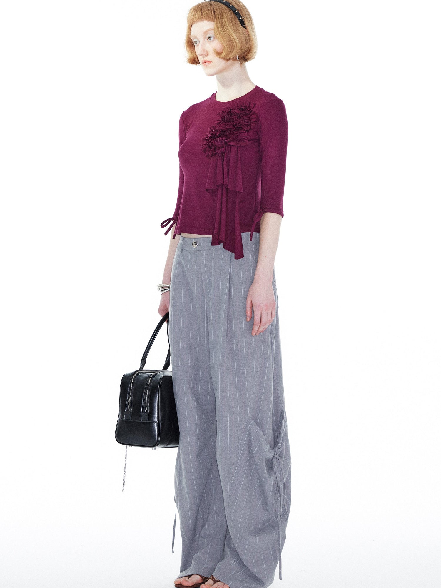 YOSHUYUKI Gray Cargo Jogger Pants With Drawstring Oversized Pockets