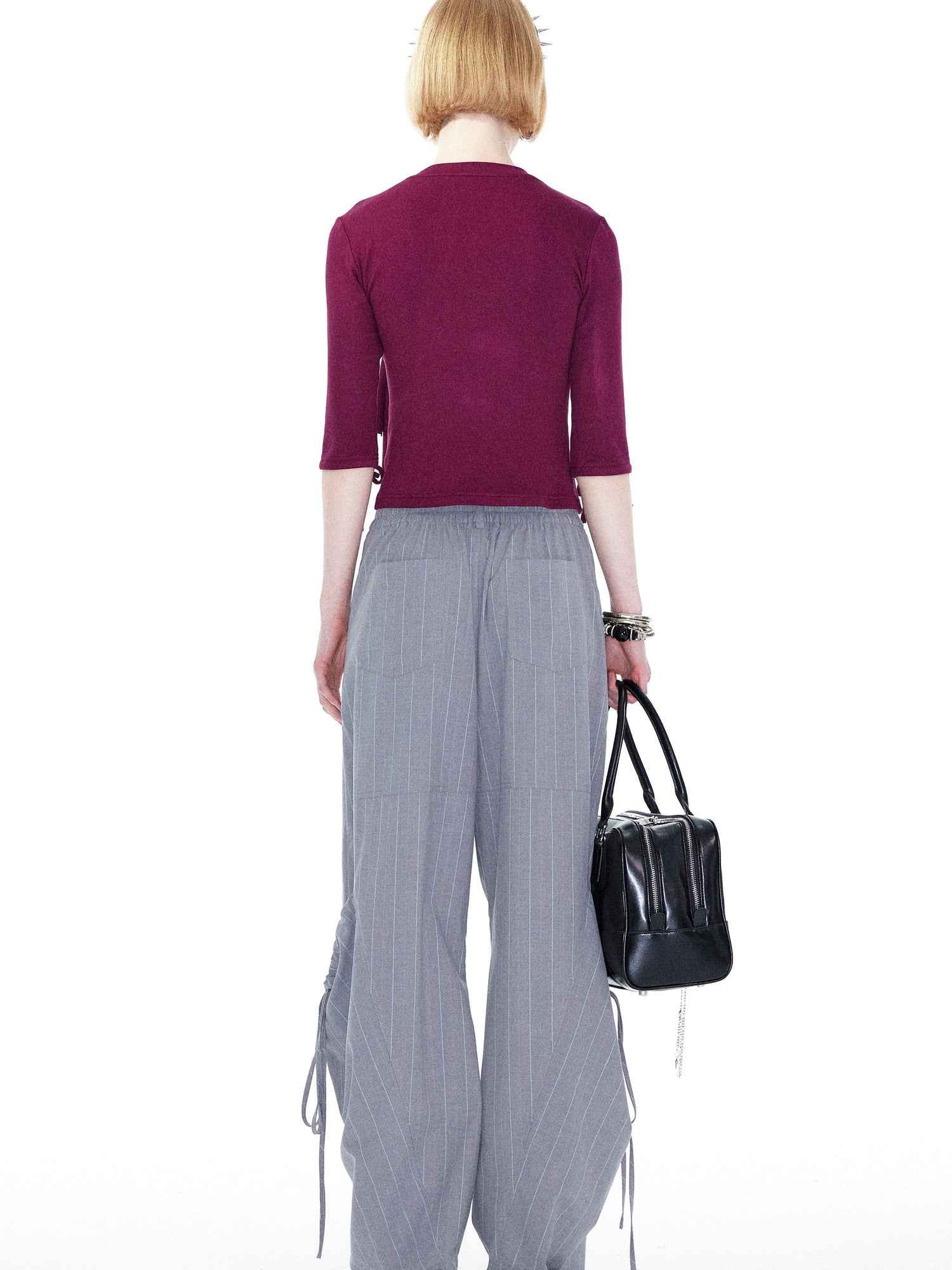 YOSHUYUKI Gray Cargo Jogger Pants With Drawstring Oversized Pockets