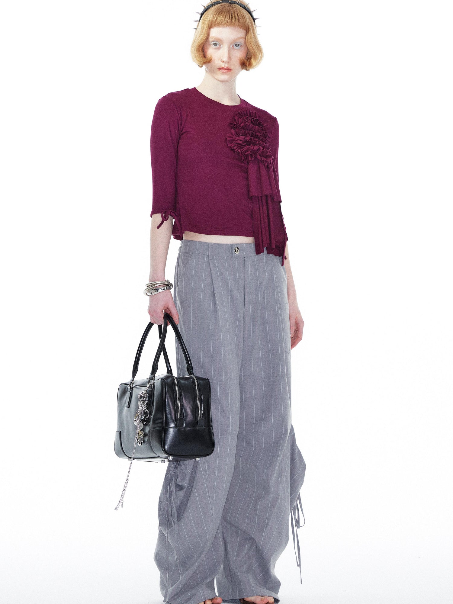 YOSHUYUKI Gray Cargo Jogger Pants With Drawstring Oversized Pockets