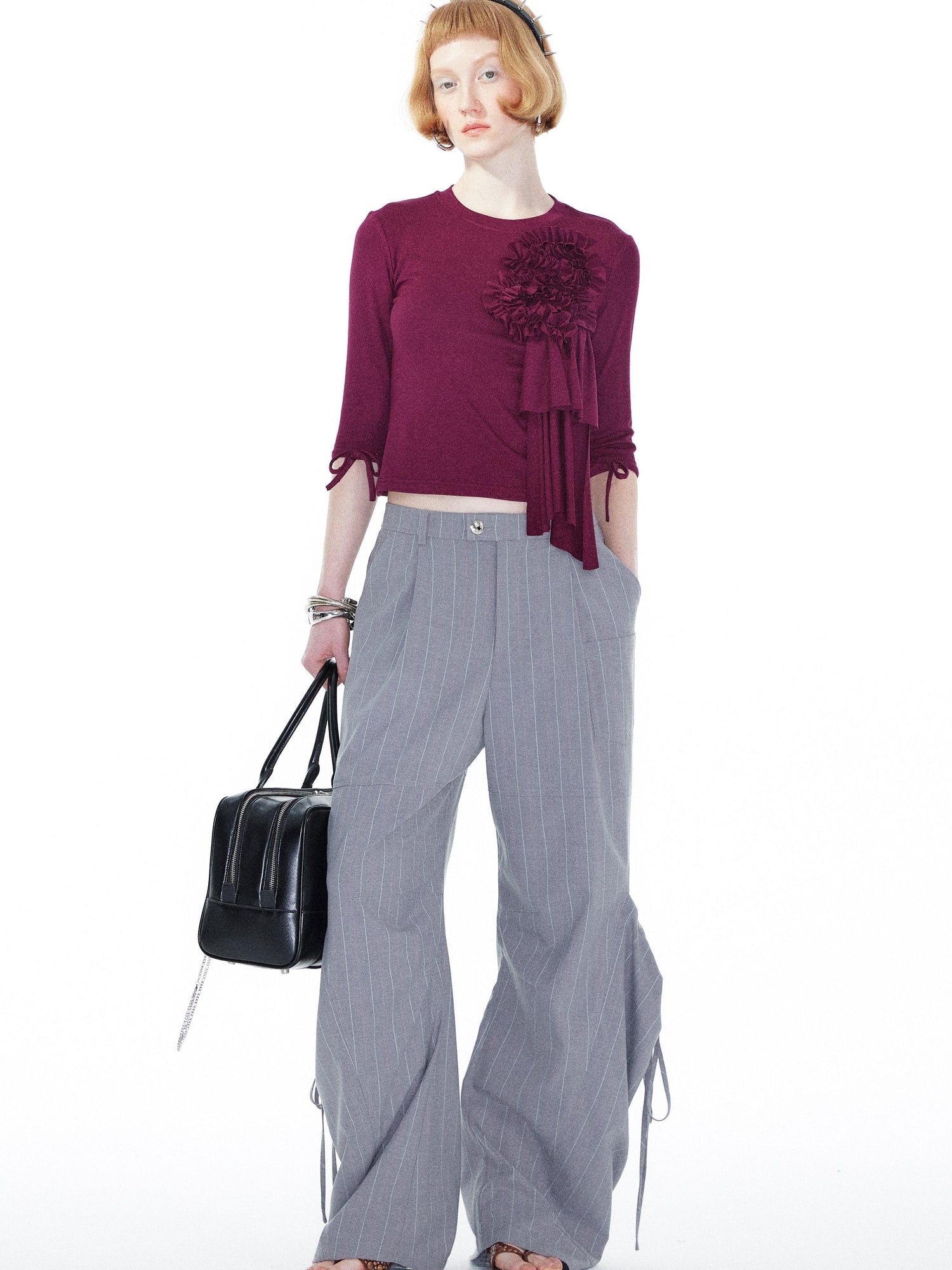 YOSHUYUKI Gray Cargo Jogger Pants With Drawstring Oversized Pockets