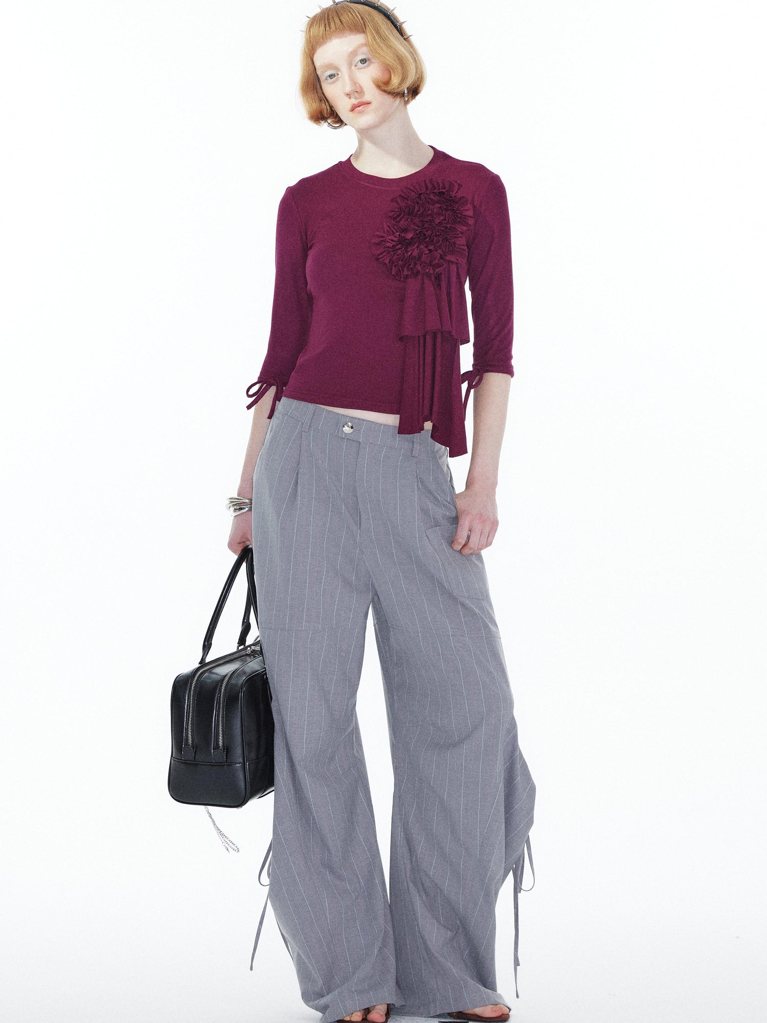 YOSHUYUKI Gray Cargo Jogger Pants With Drawstring Oversized Pockets