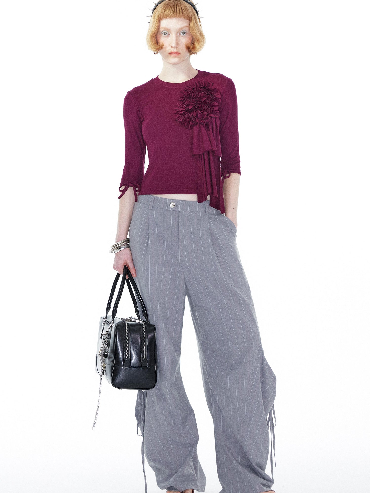 YOSHUYUKI Gray Cargo Jogger Pants With Drawstring Oversized Pockets