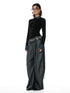 Grey Wool Tapered Trousers With Lace Trim
