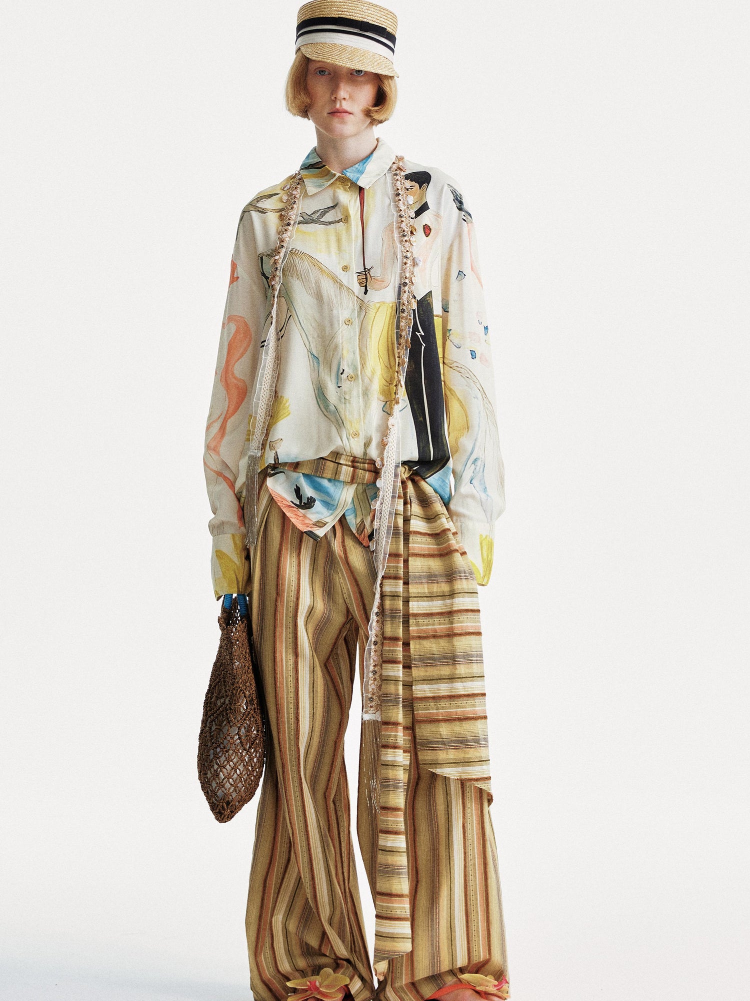 YOSHUYUKI Knight Art Print Rayon Oversize Shirt