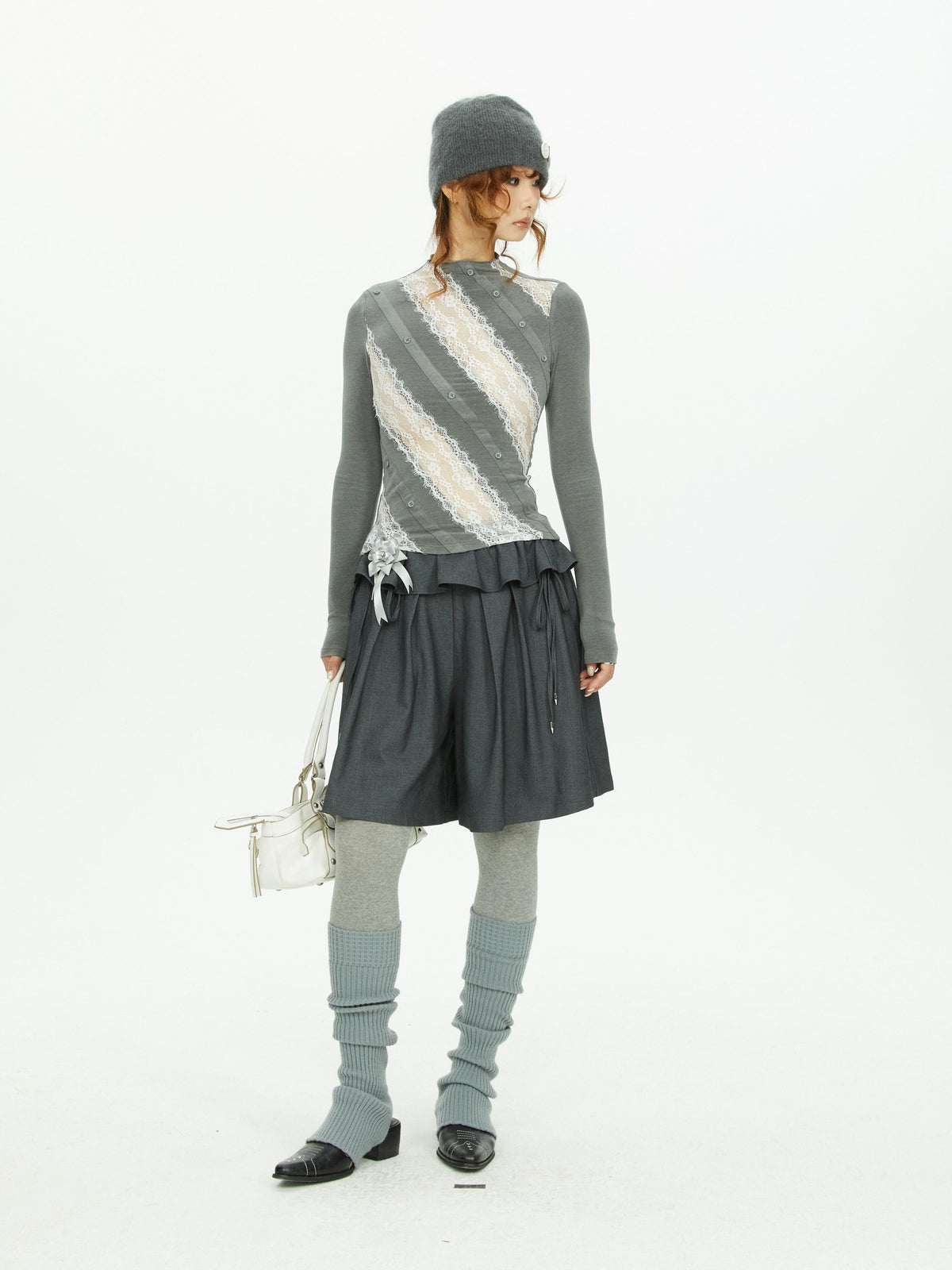 YOSHUYUKI Lace Paneled Slim Fit Women&