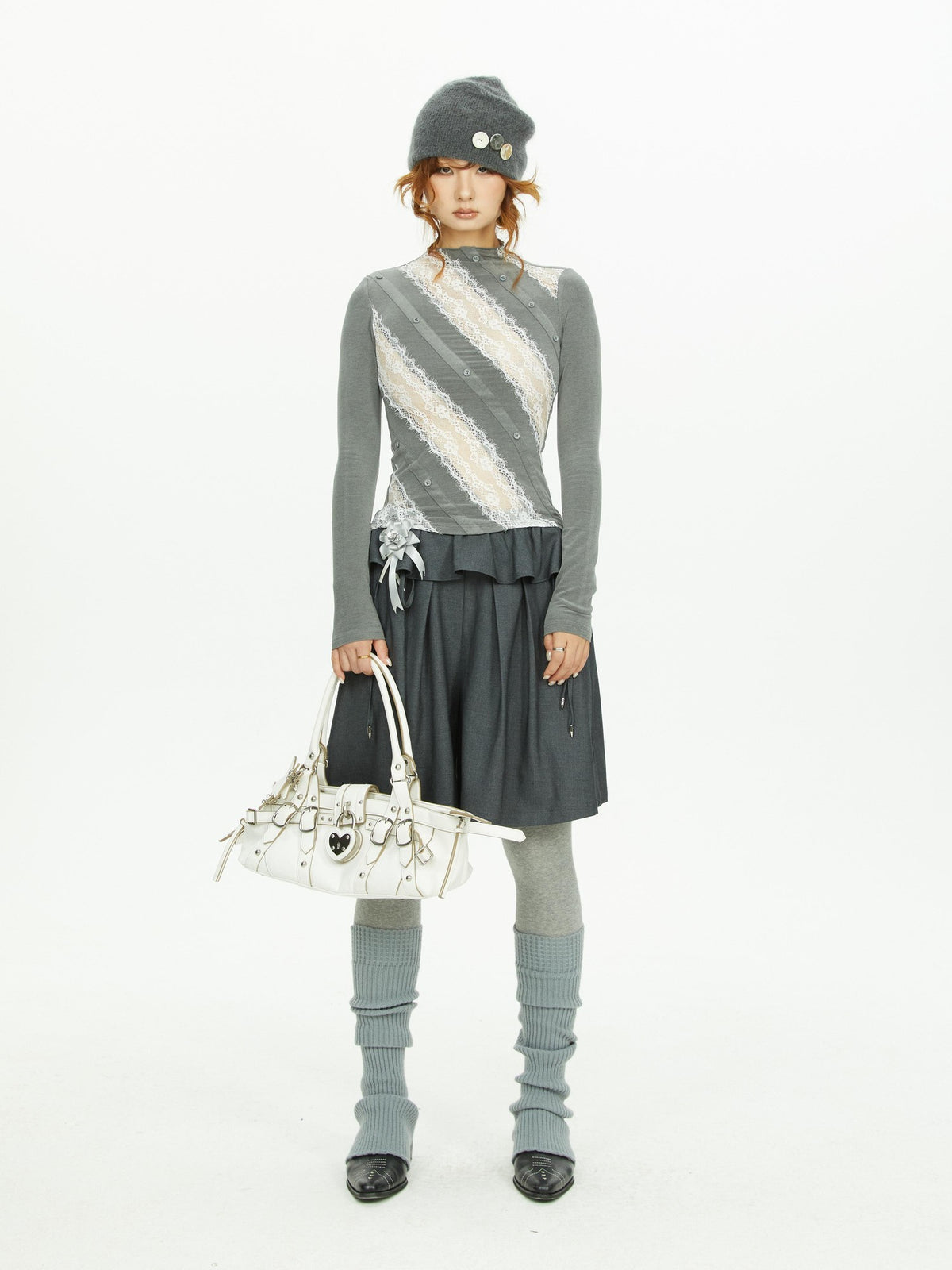 YOSHUYUKI Lace Paneled Slim Fit Women&