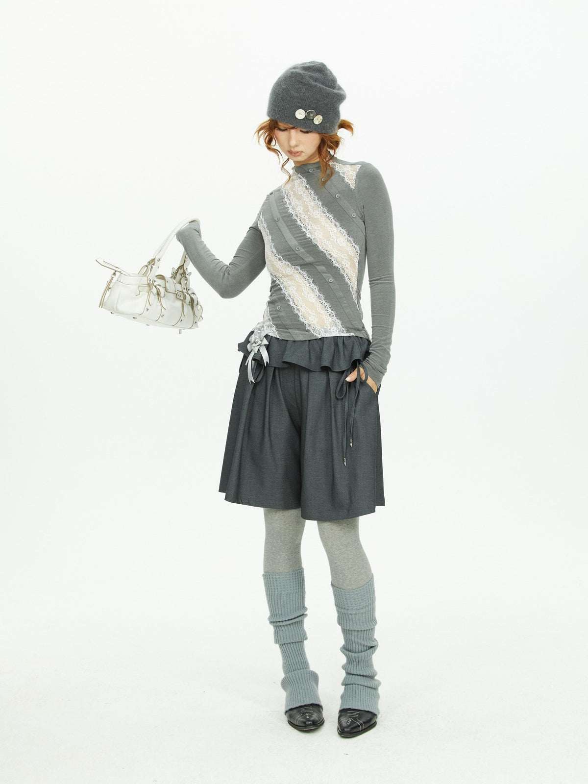 YOSHUYUKI Lace Paneled Slim Fit Women&
