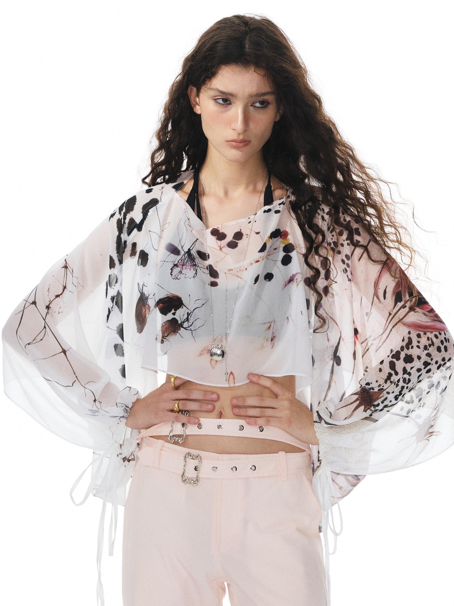 YOSHUYUKI Multicolor Music Note Print Round Neck Women&