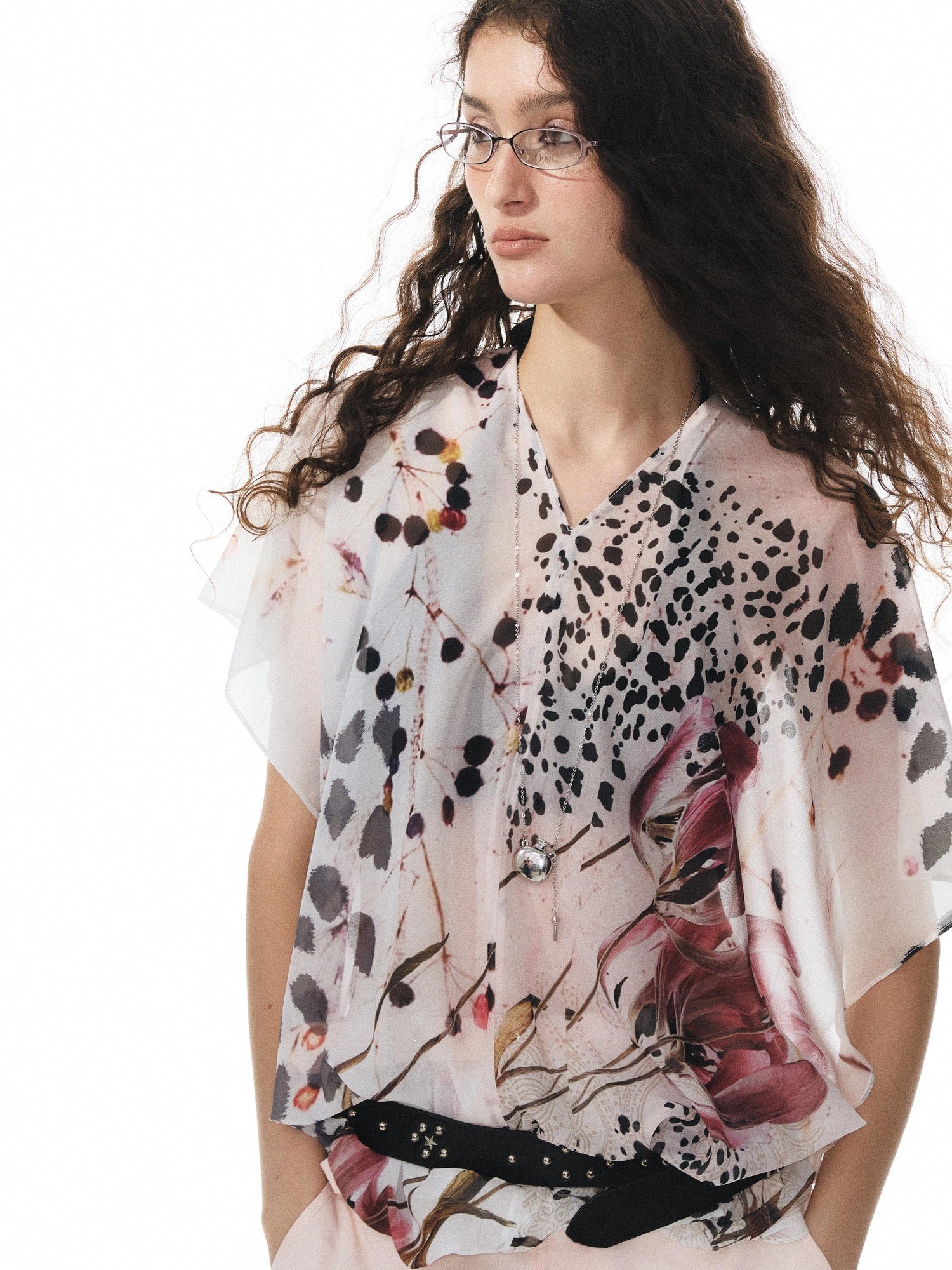 YOSHUYUKI Multicolor Music Note Print Round Neck Women&